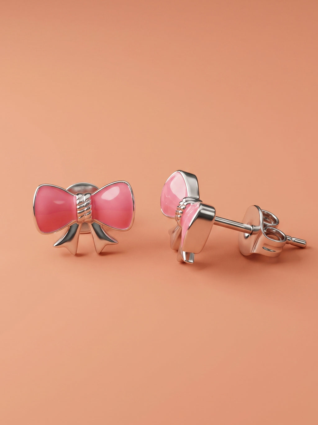 Fuchsia Bow-Knot Studs