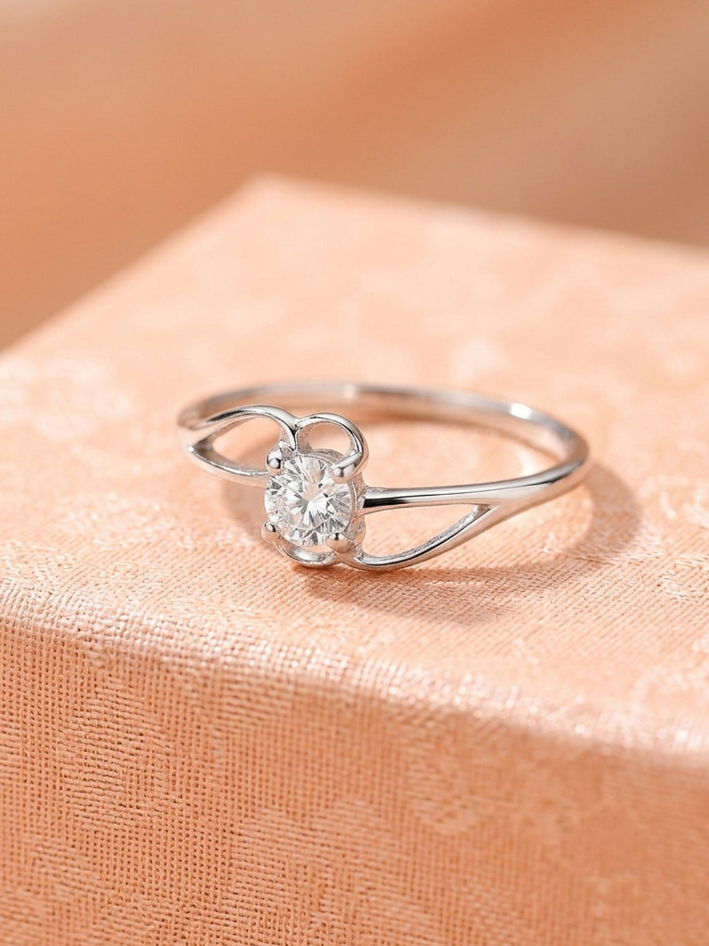 Silver Entwined Hearts Solitaire Ring