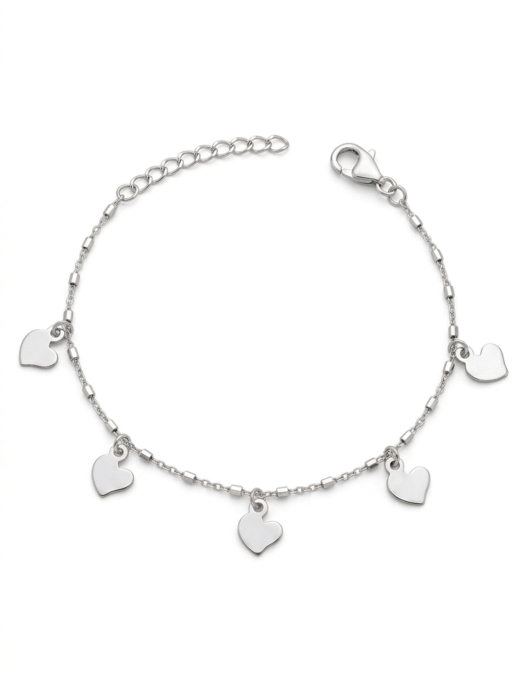 Silver Minimalist Rhythmic Heart Charm Bracelet
