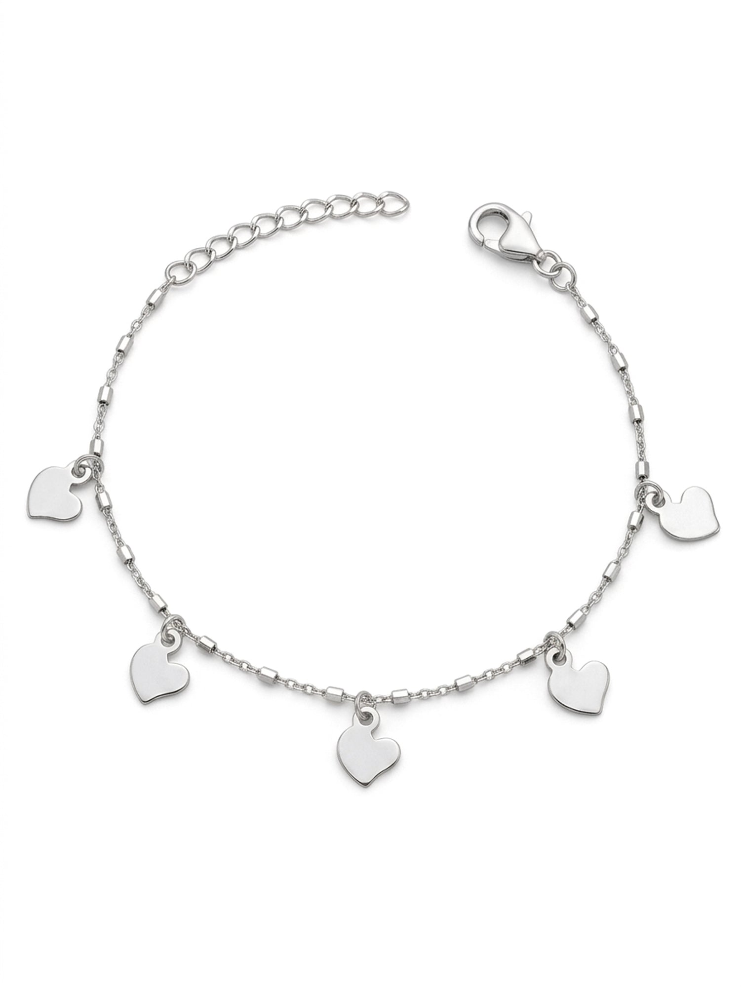 Silver Minimalist Rhythmic Heart Charm Bracelet
