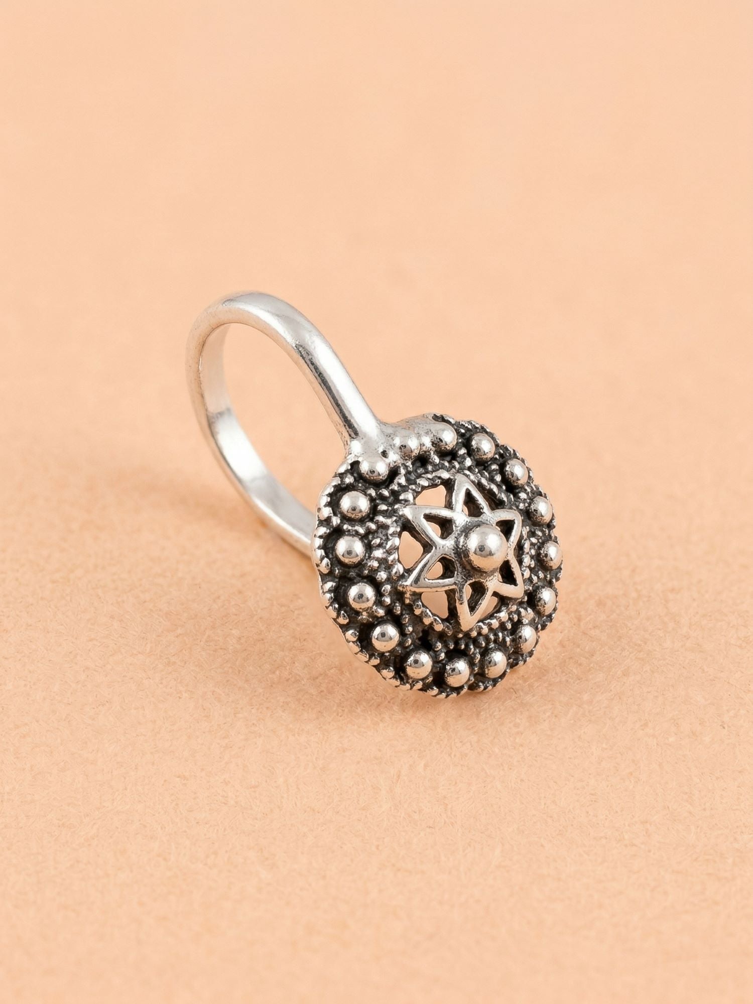 Oxidized Stellar Mandala Nose Pin