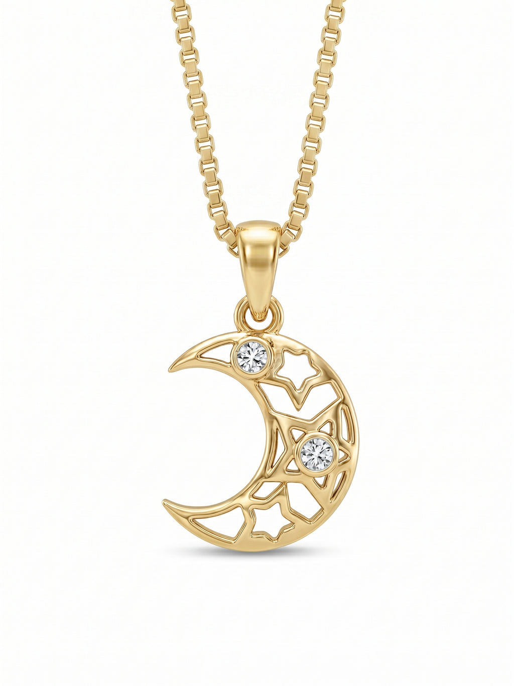 Crescent Moon CZ Pendant Necklace for Kids