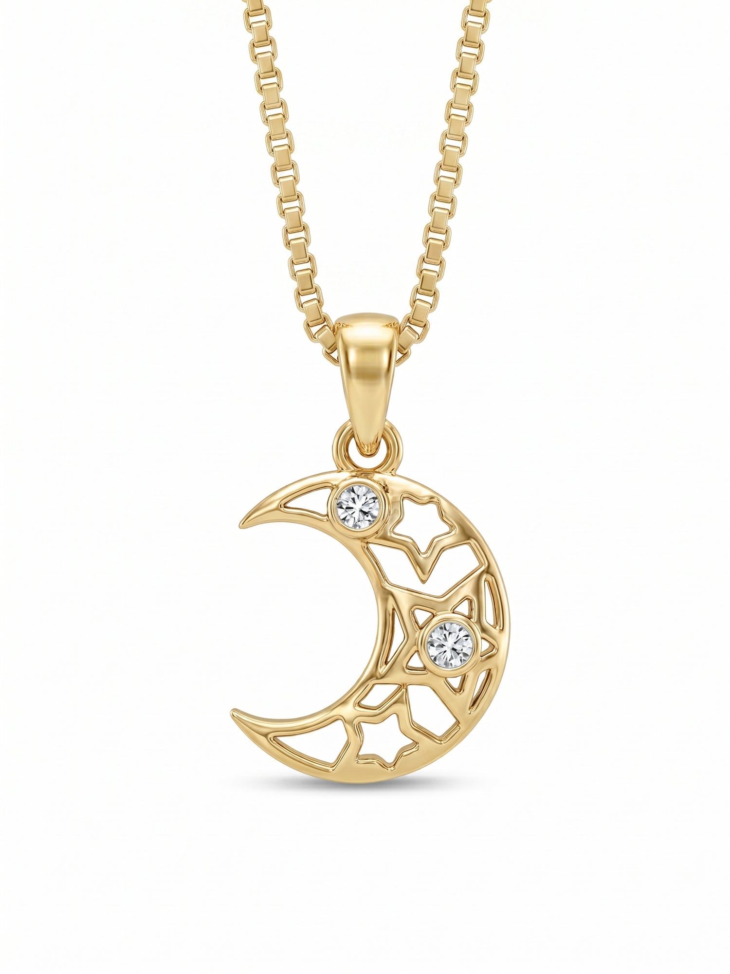Crescent Moon CZ Pendant Necklace for Kids