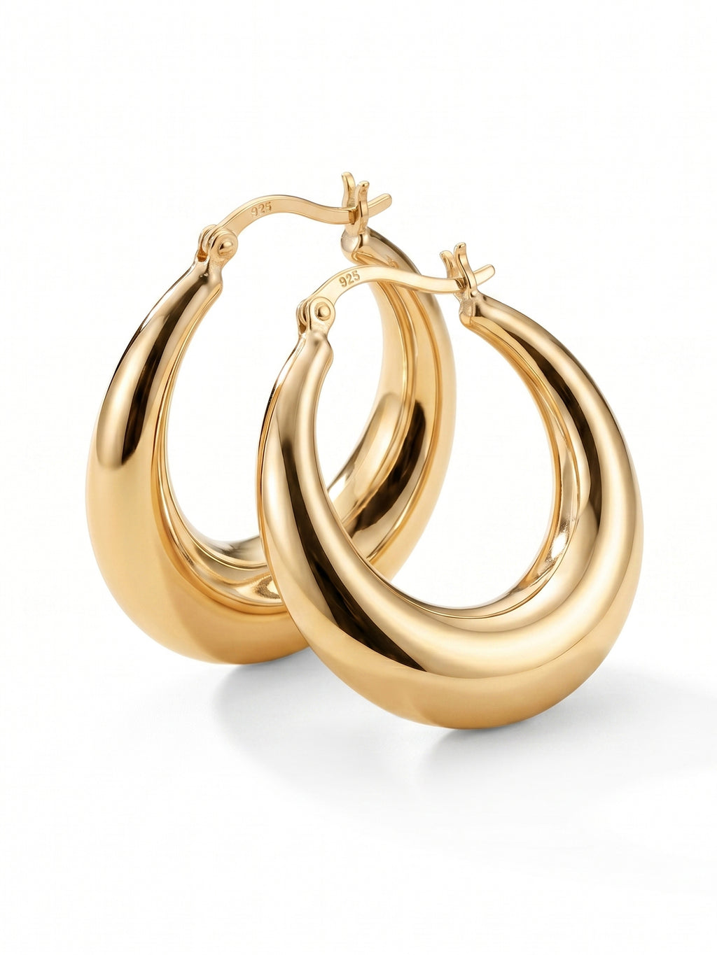 Polished Chunky Teardrop Hoop Earrings