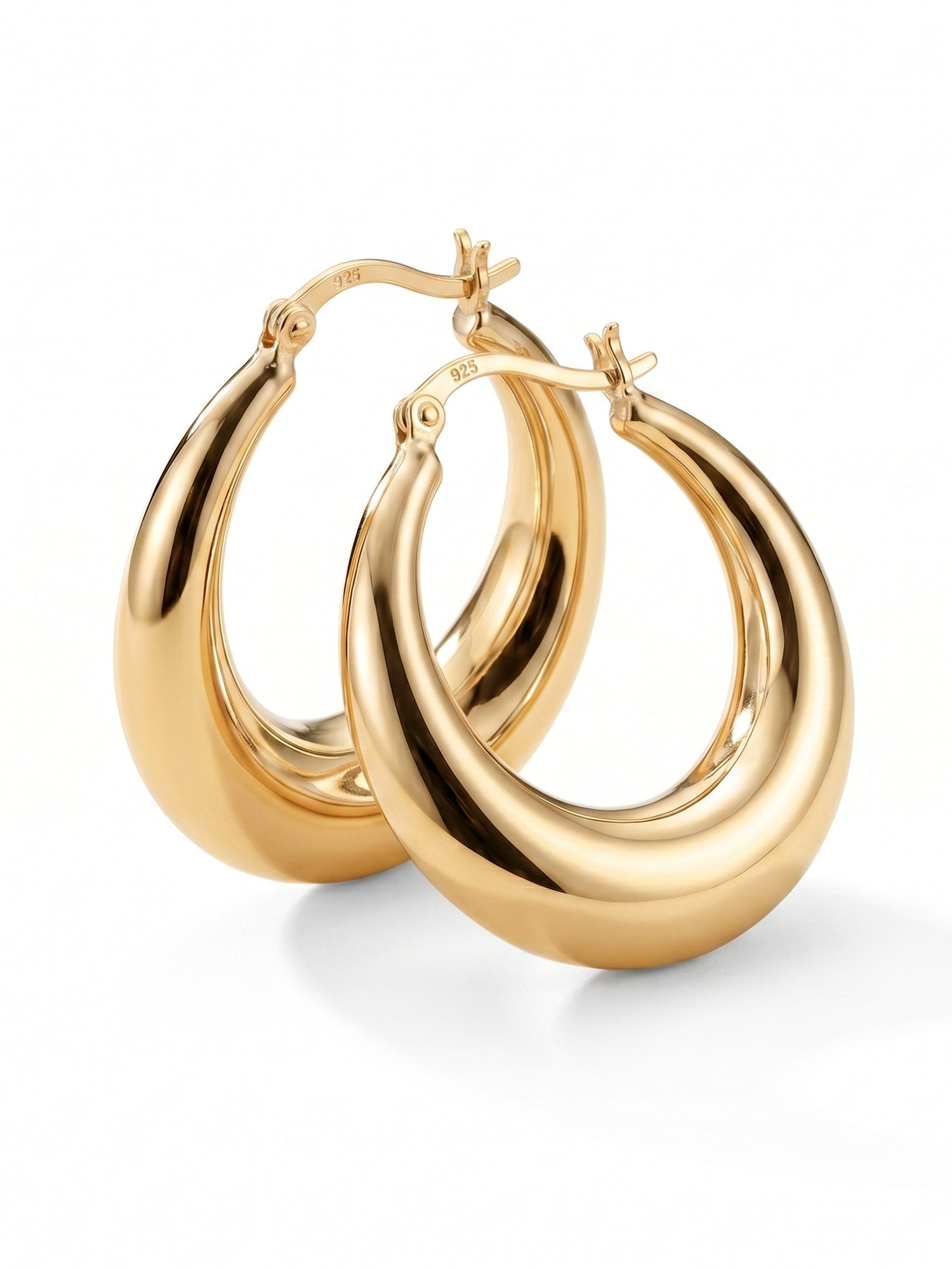 Polished Chunky Teardrop Hoop Earrings