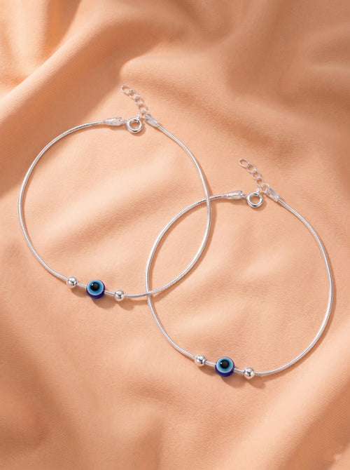 Evil Eye Snake Chain Anklet Set