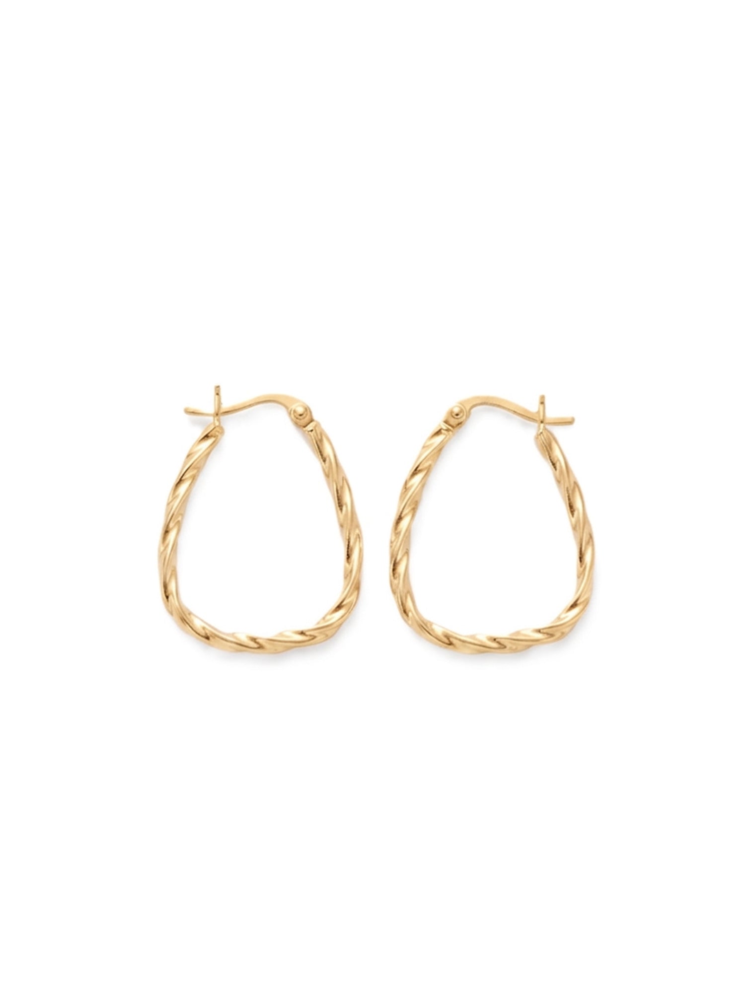 Gilded Twisted Triangular Hoops