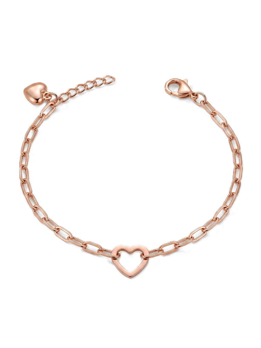 Roseate Modern Heart Paperclip Charm Bracelet