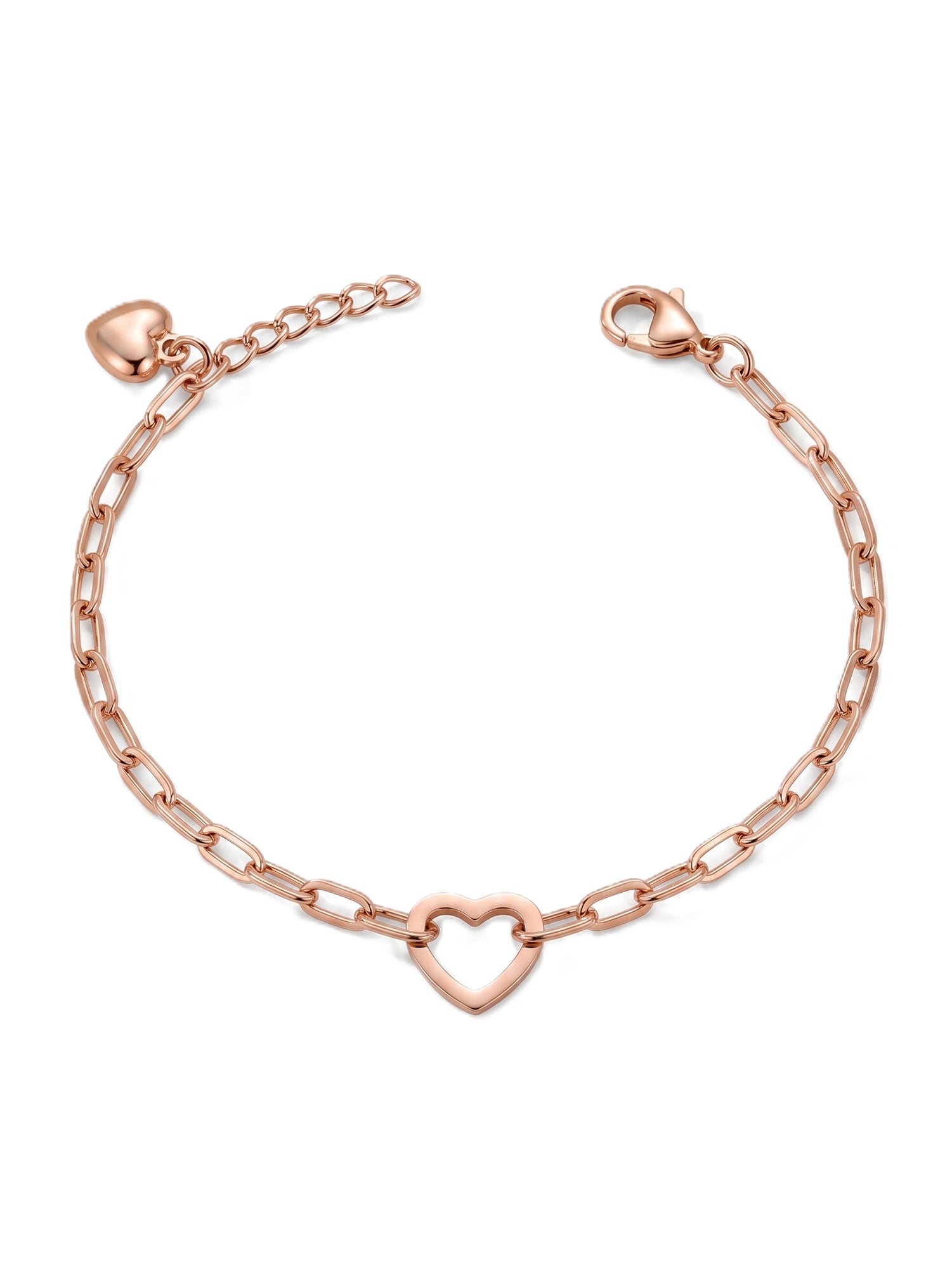 Roseate Modern Heart Paperclip Charm Bracelet