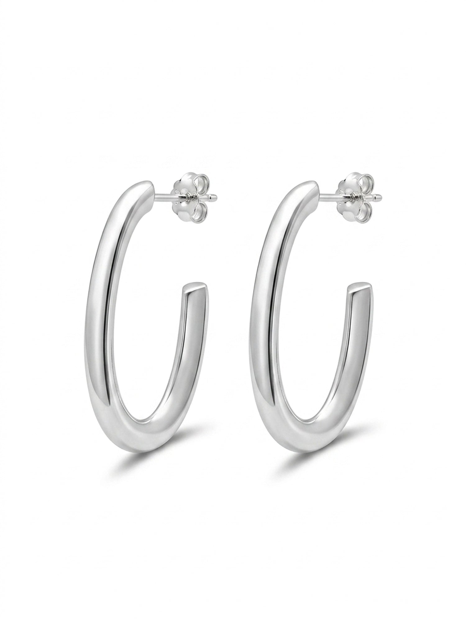 Sculptural Elongated Open Hoop Studs