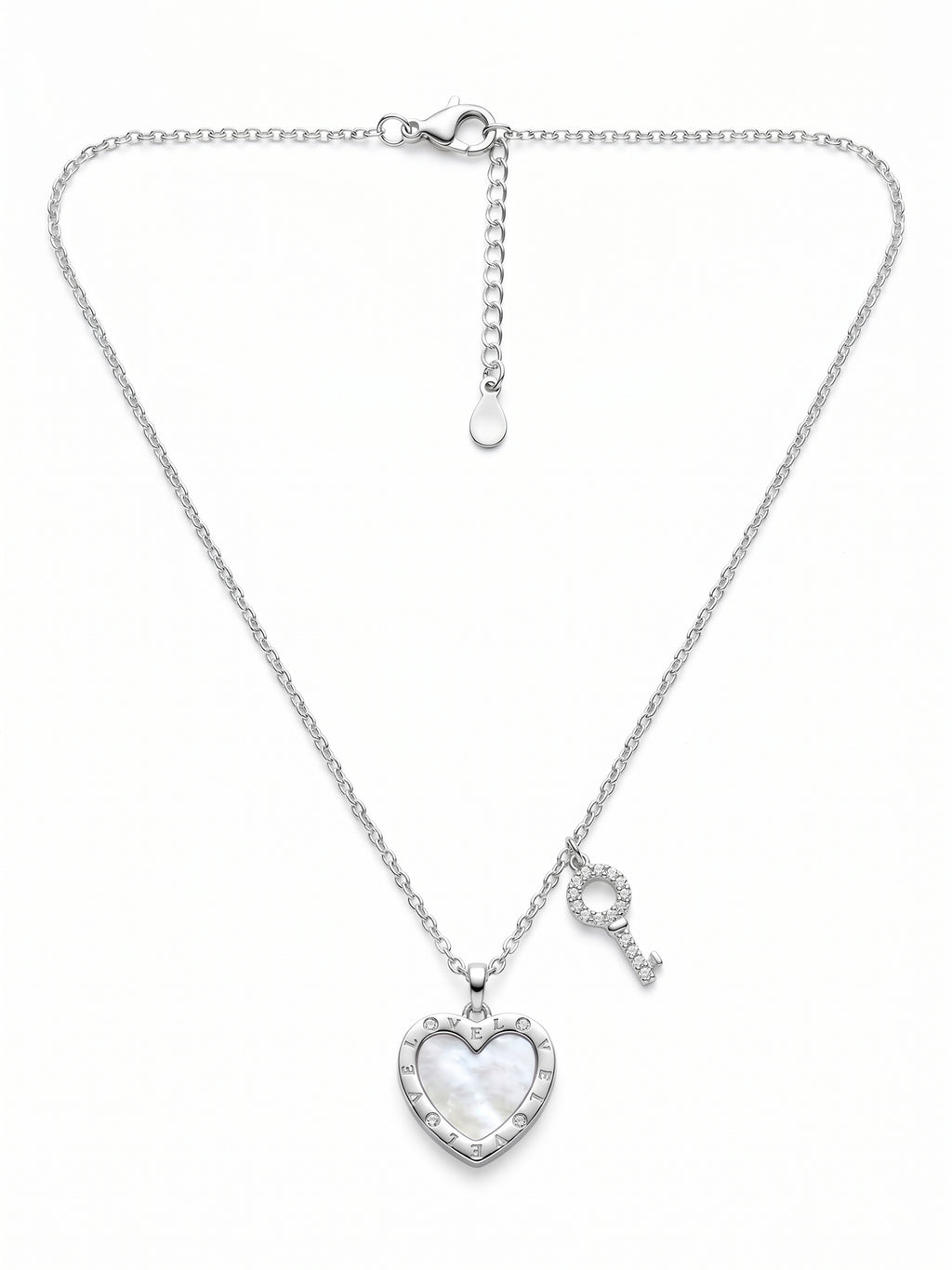 Reversible Mother of Pearl & Engraved Heart Necklace