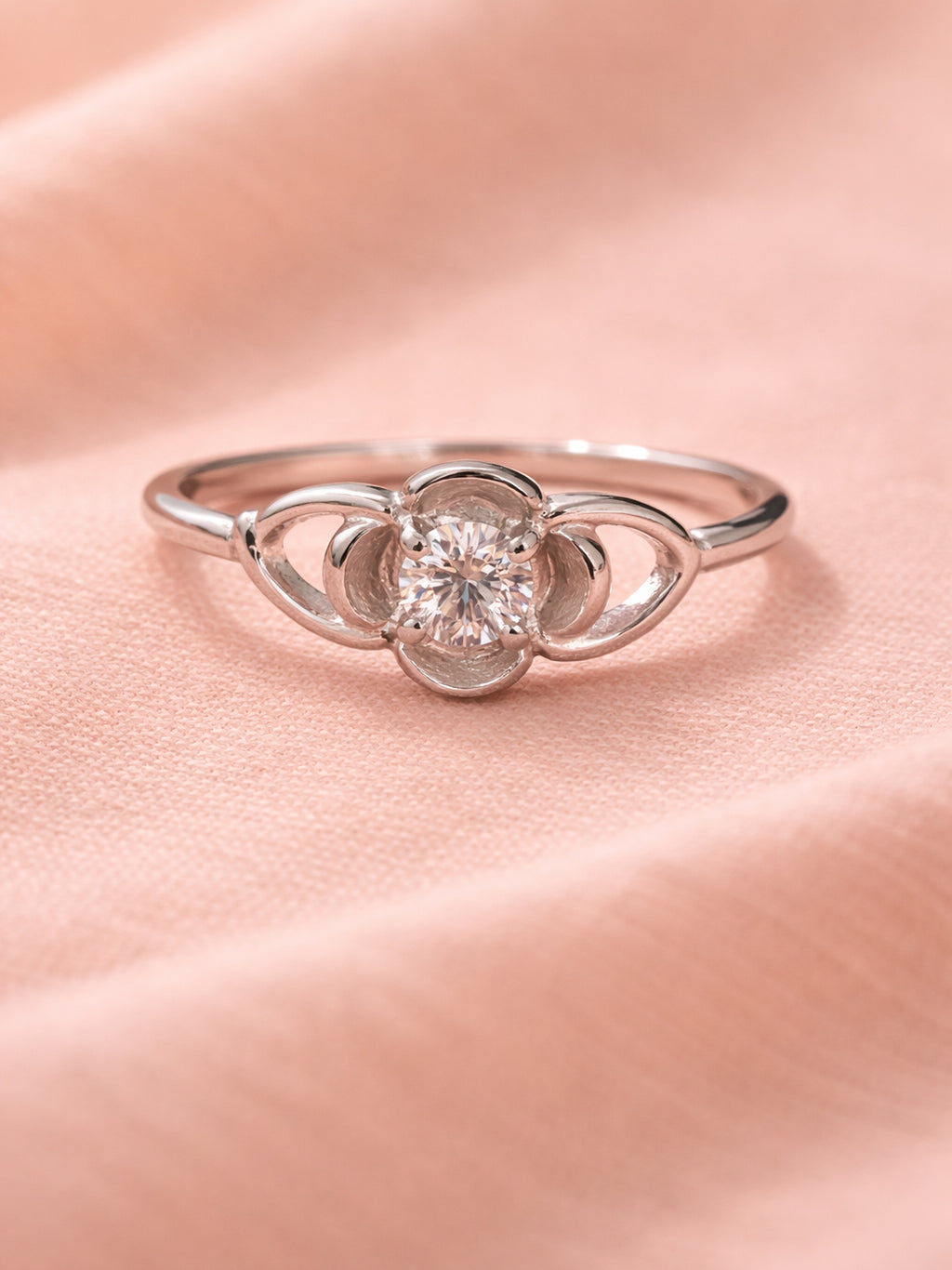 Floral Petal Solitaire Ring