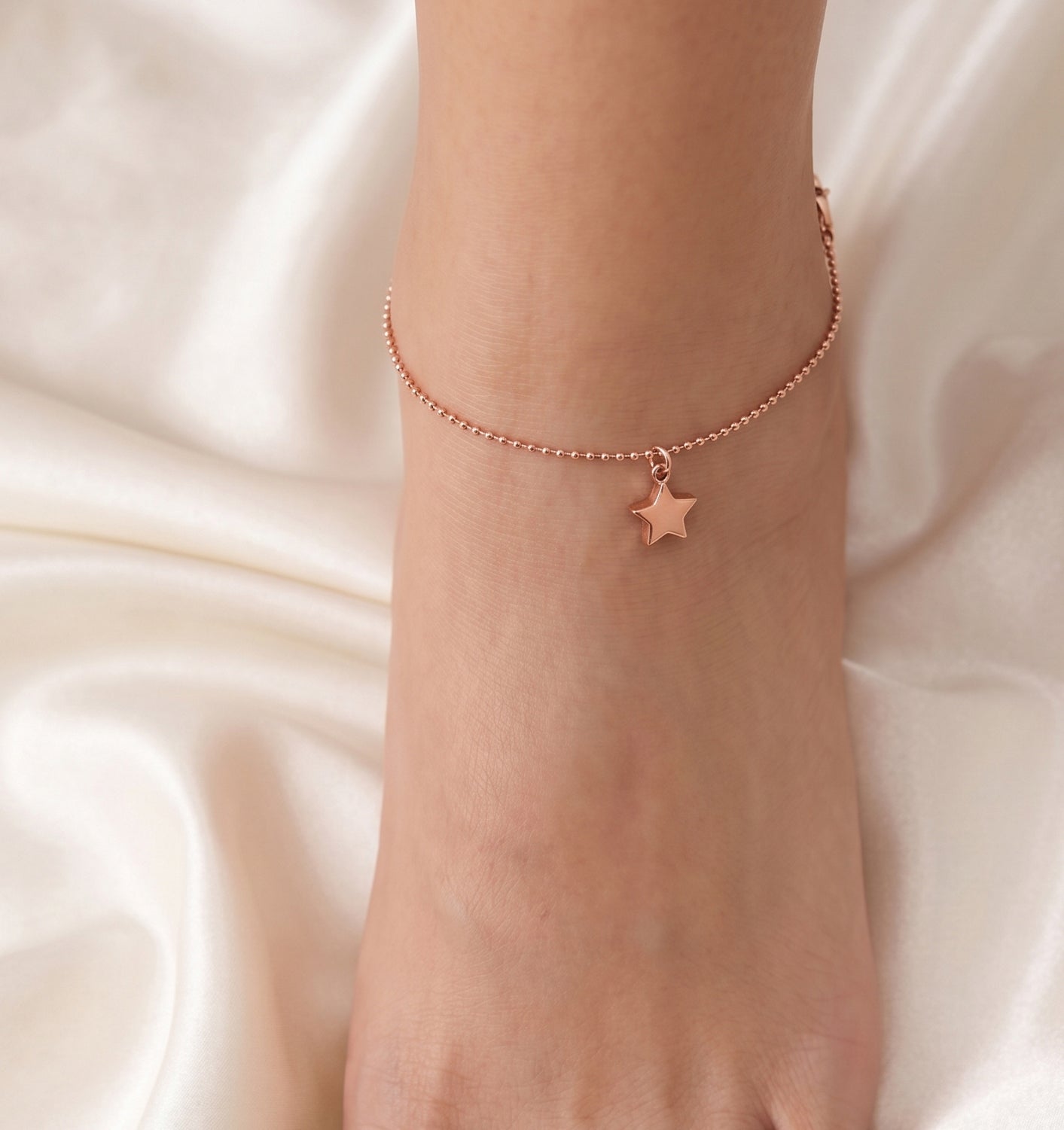 Roseate Celestial Star Charm Bead Anklet Pair