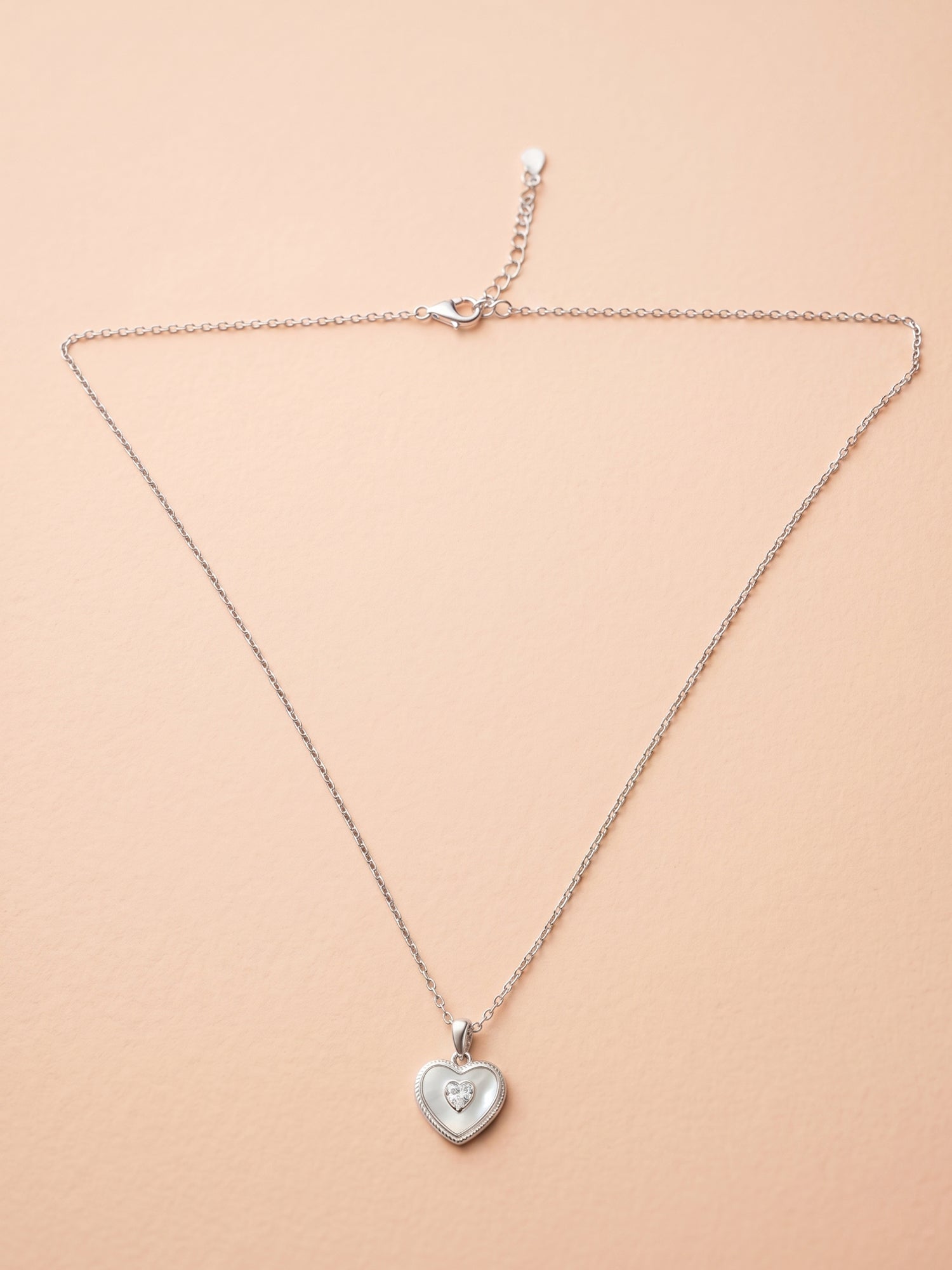 Mother of Pearl Heart Pendant Necklace