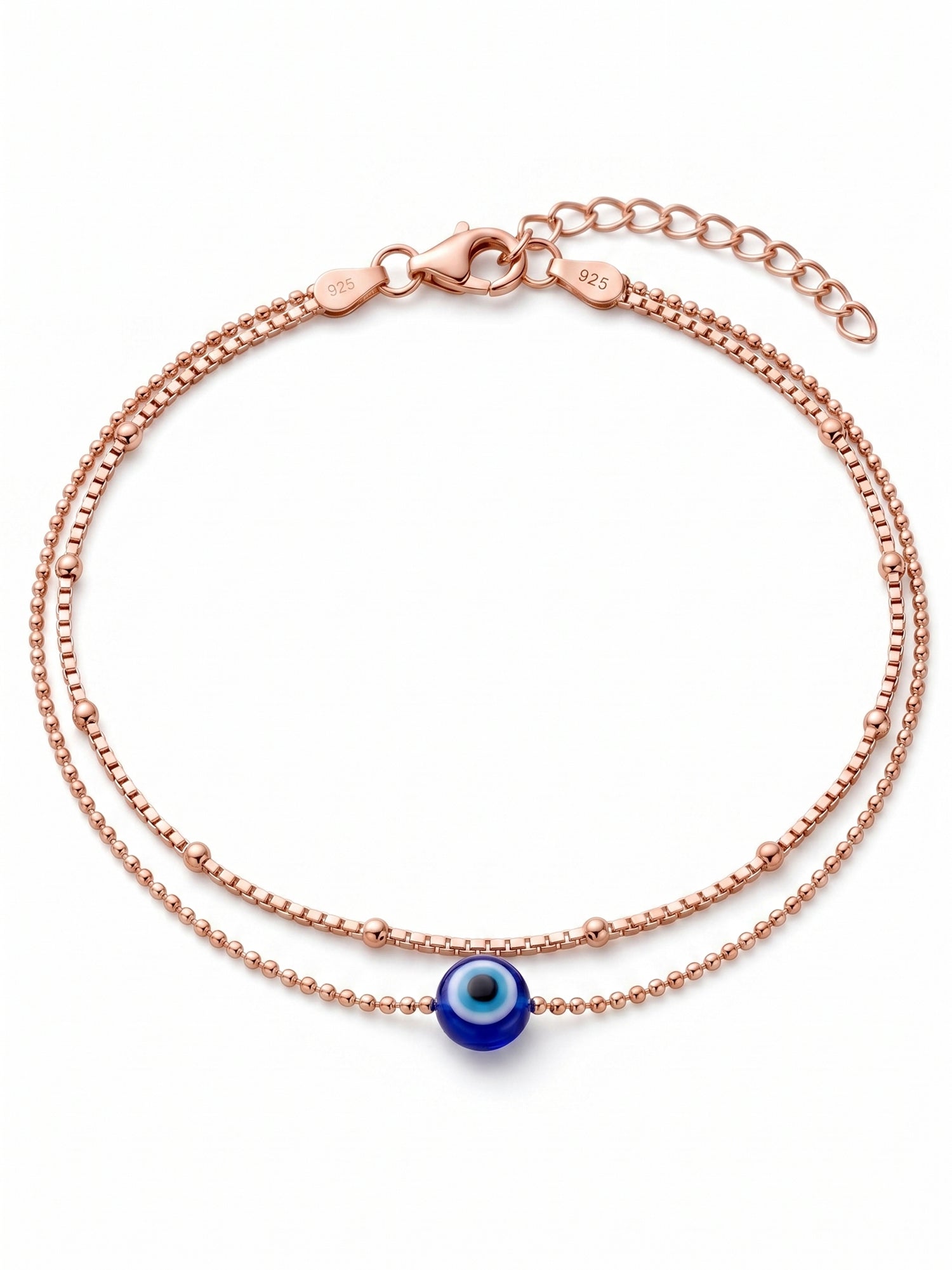 Roseate Double-Strand Evil Eye Protection Bracelet