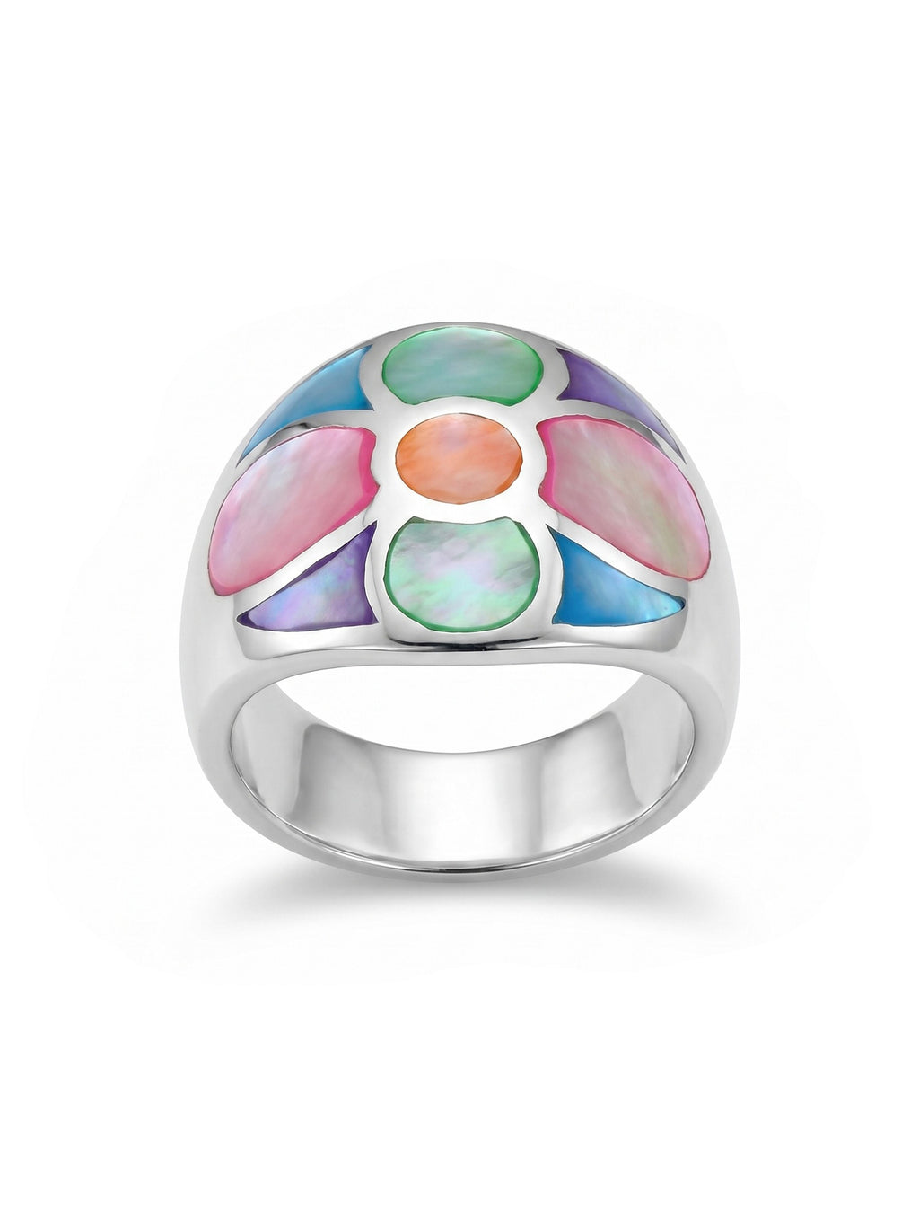Multicolour Mother of Pearl Floral Dome Ring