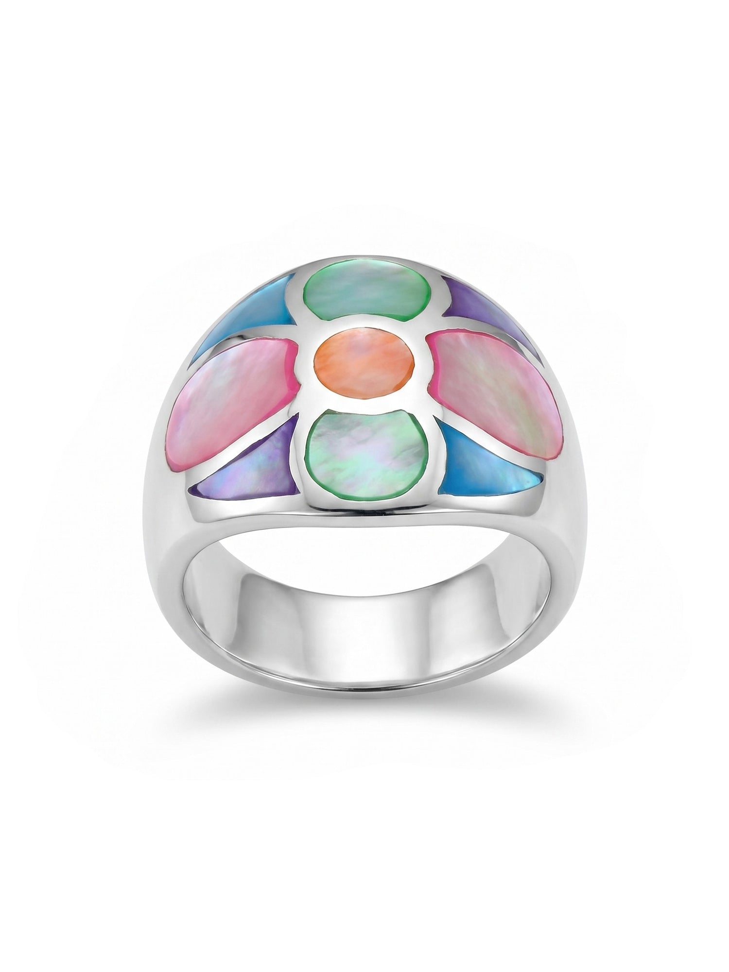 Multicolour Mother of Pearl Floral Dome Ring