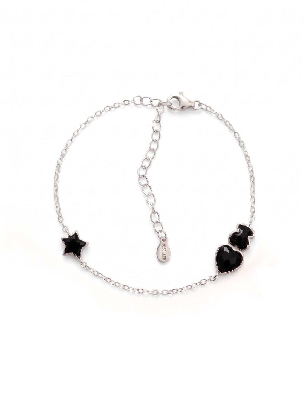 The Midnight Celestial Bear & Heart Charm Bracelet