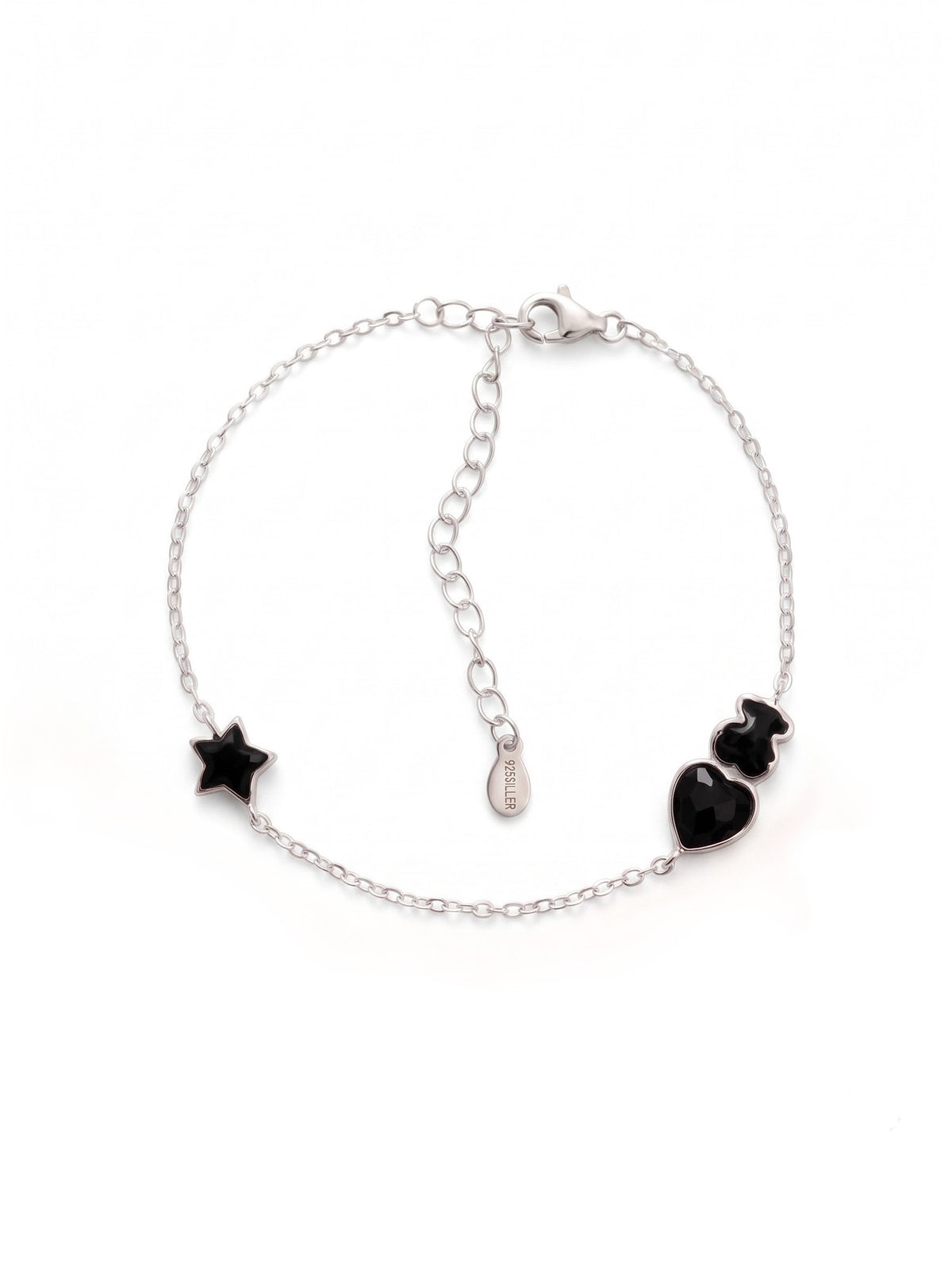 The Midnight Celestial Bear & Heart Charm Bracelet