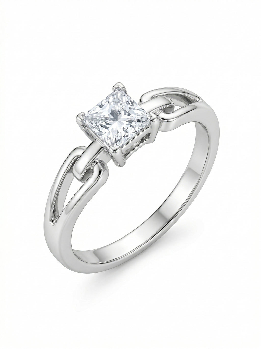 Princess-Cut Infinity Link Solitaire Ring