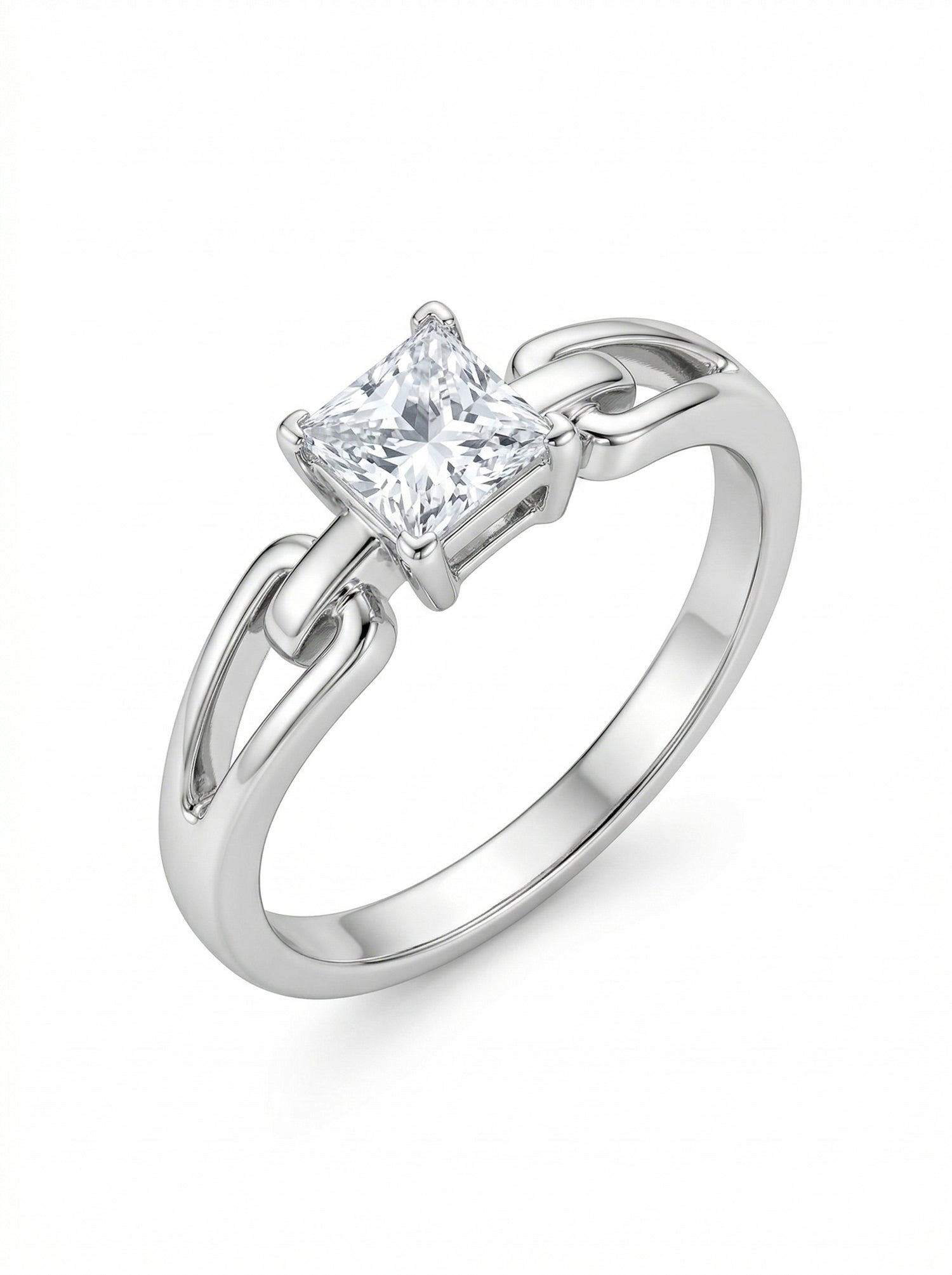 Princess-Cut Infinity Link Solitaire Ring