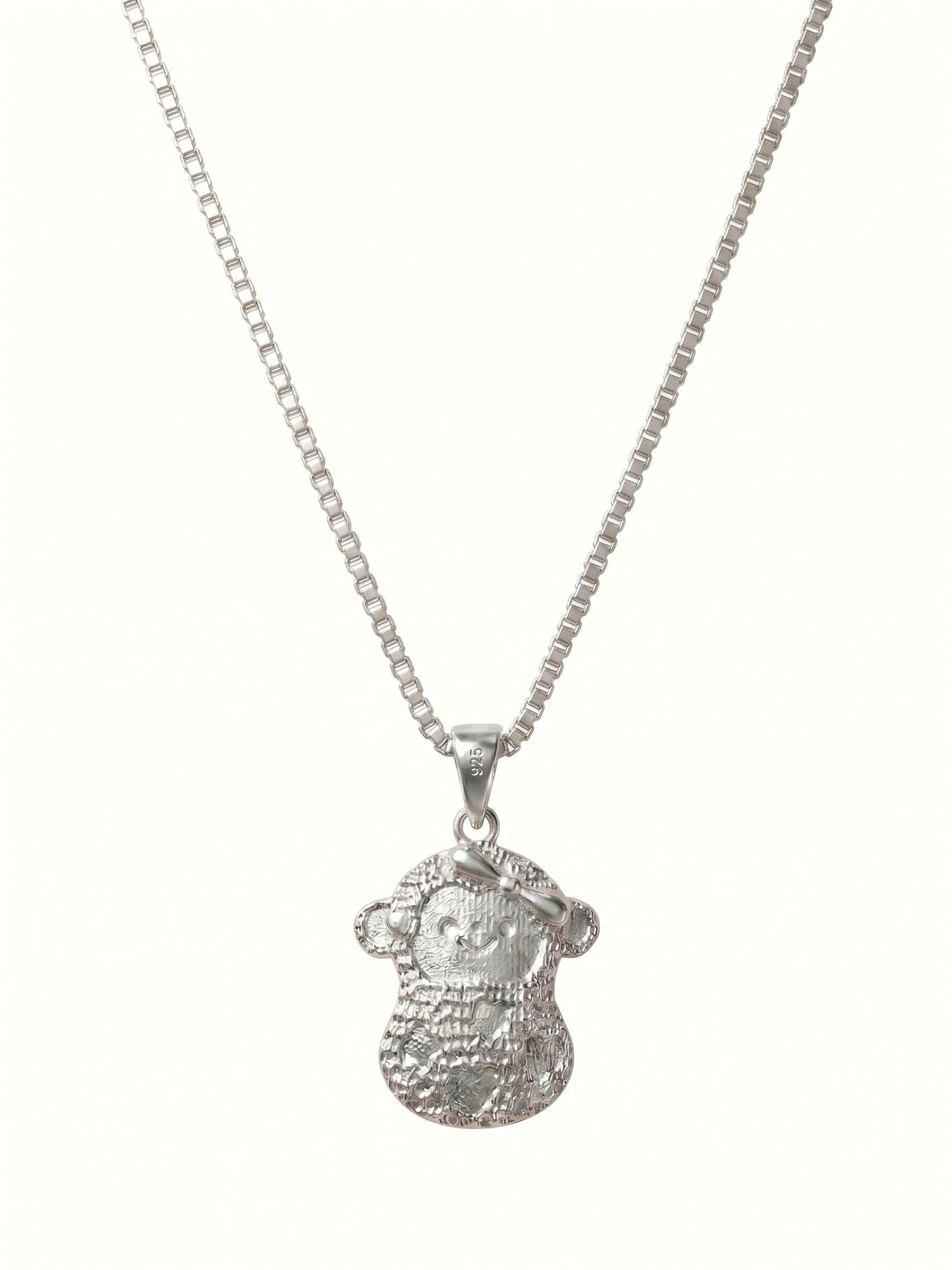 Engraved Teddy Girl Pendant Necklace for Kids