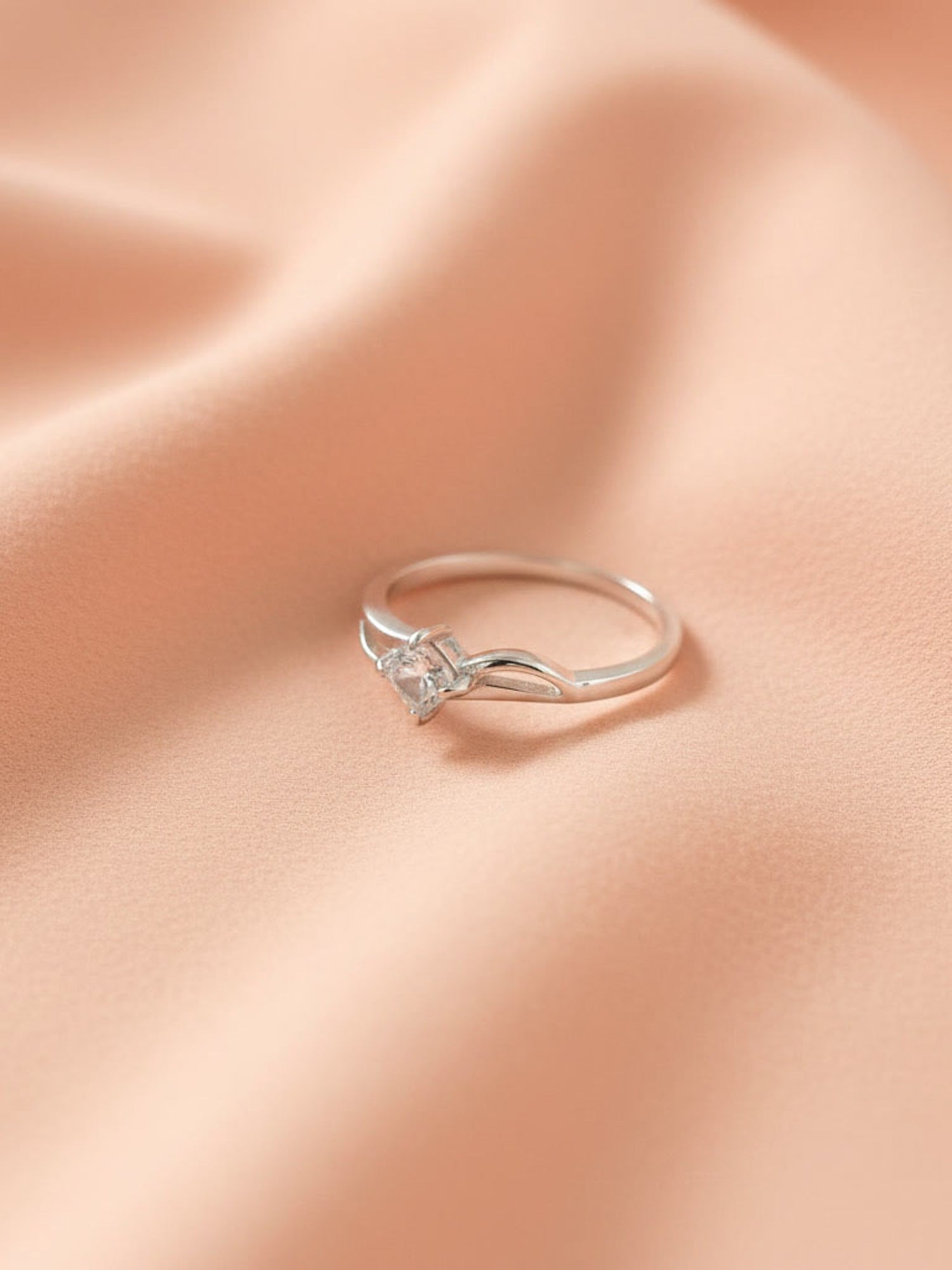 Split Shank Princess Solitaire Ring