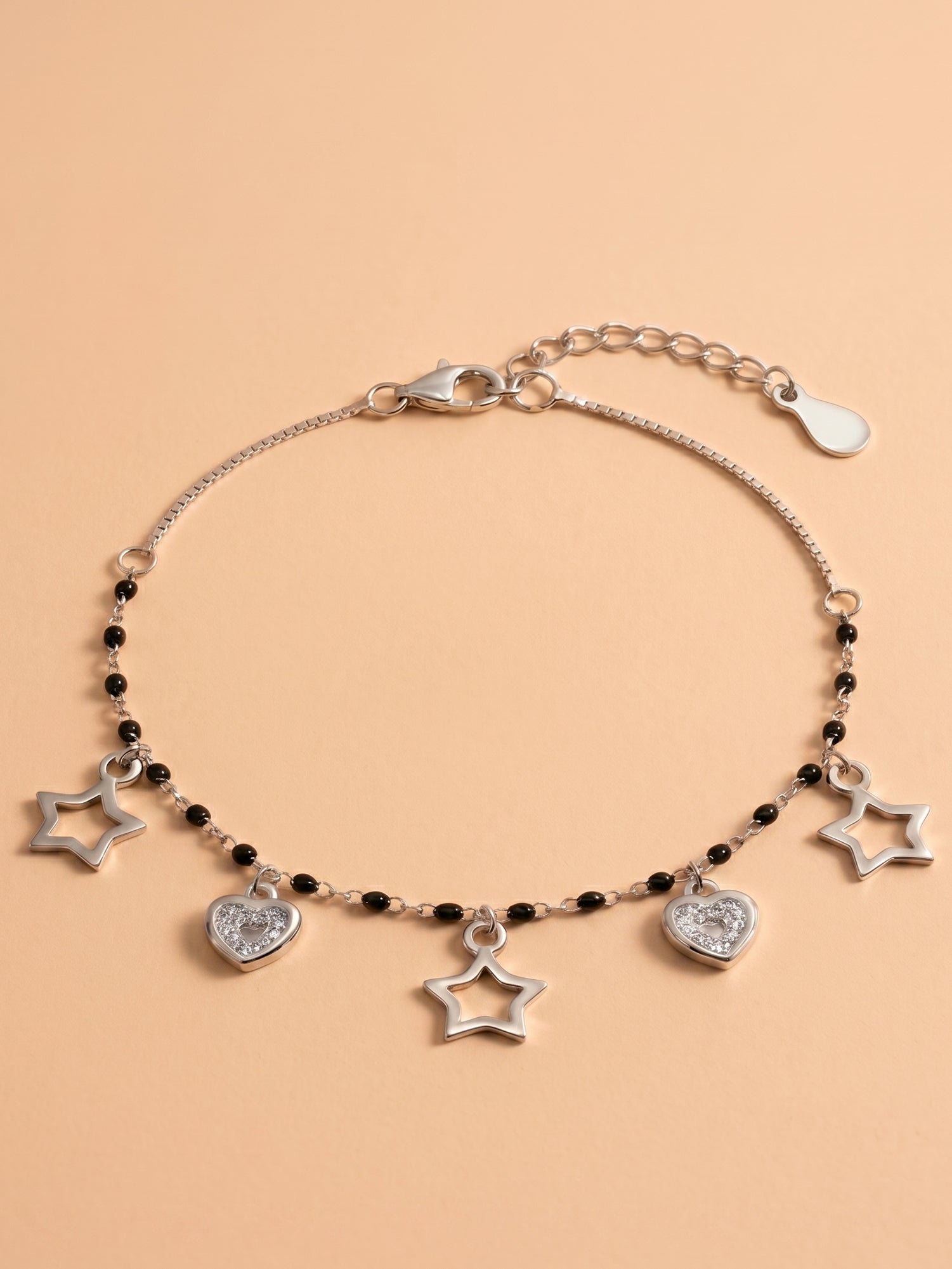 Celestial Heart & Star Noir Nazariya Bracelet for Kids
