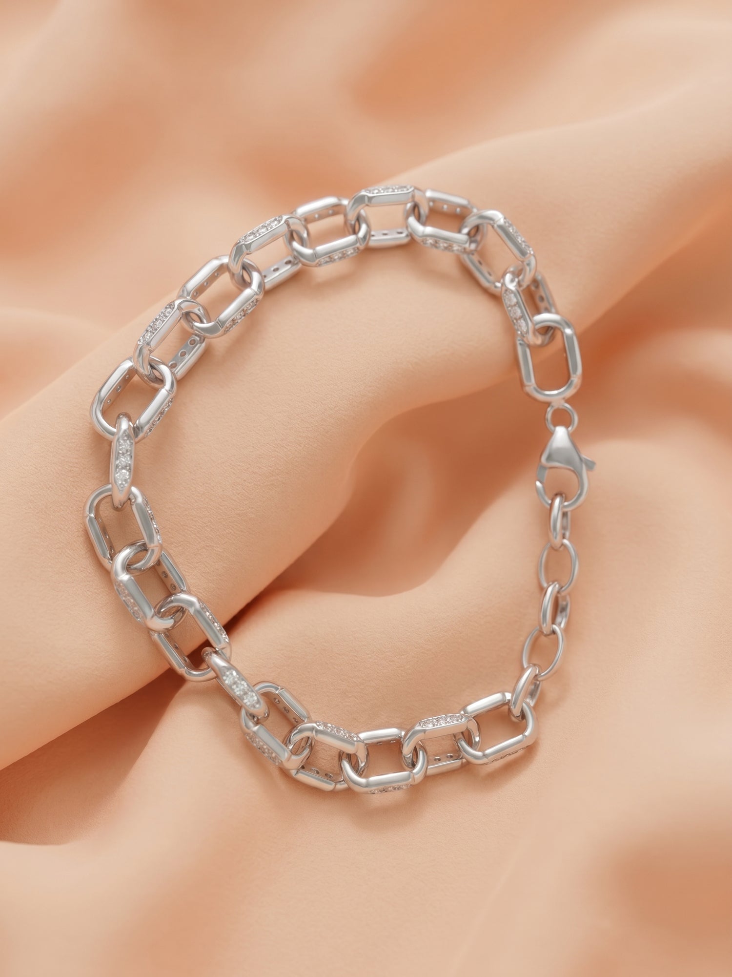 Pavé CZ Paperclip Link Bracelet