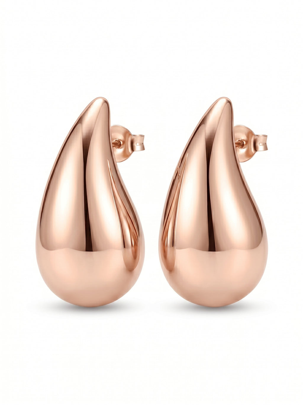 Mirror-Glaze Rose Teardrop Studs