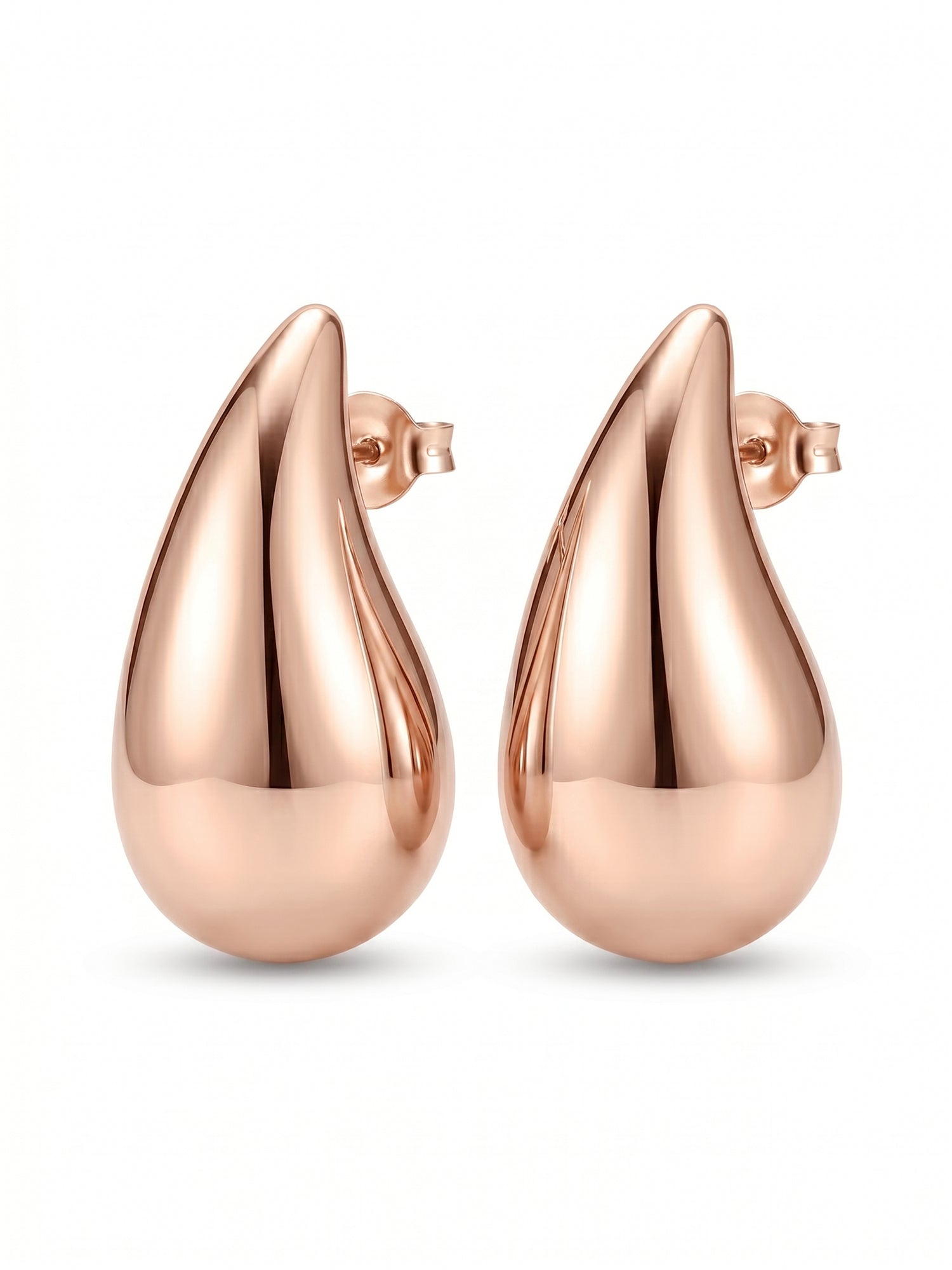 Mirror-Glaze Rose Teardrop Studs