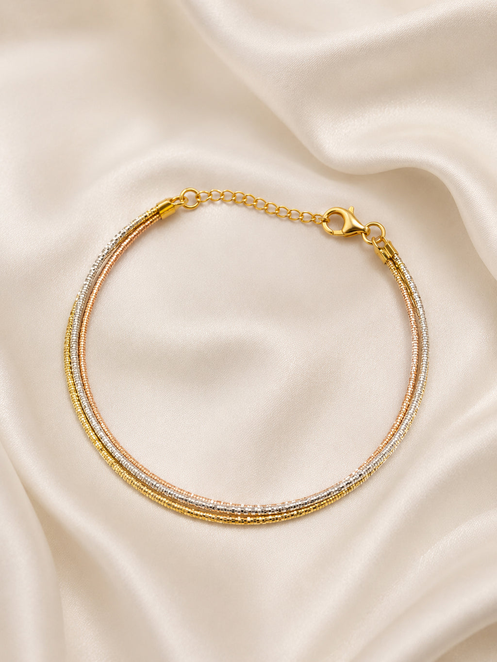 Tricolor Triple Snake Chain Bracelet