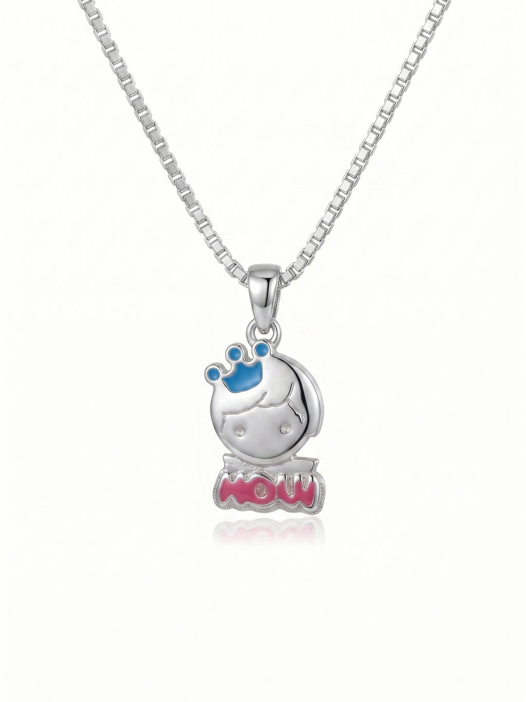 "WOW" Crown Character Pendant Necklace for Kids