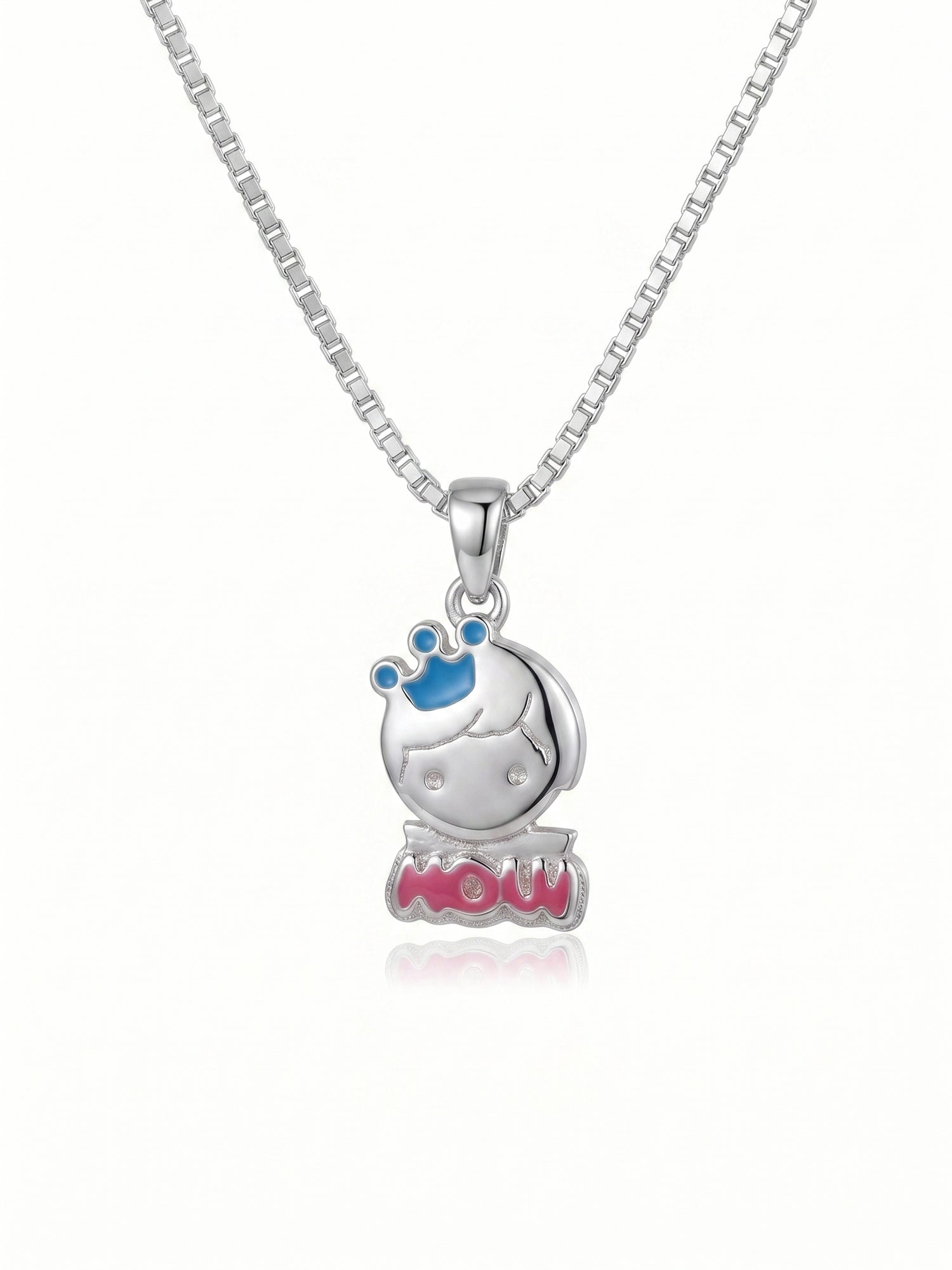 "WOW" Crown Character Pendant Necklace for Kids