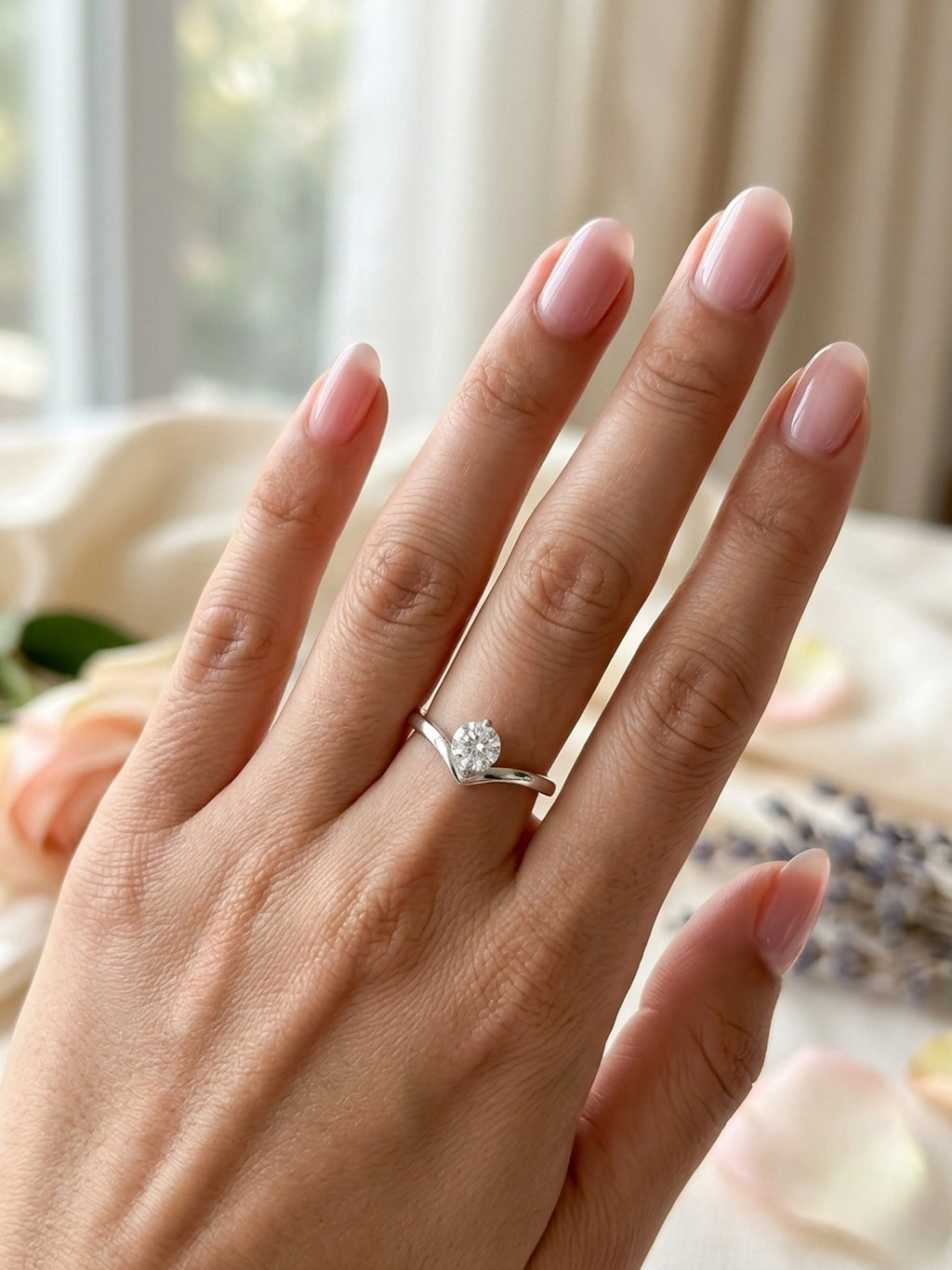 Radiant Chevron Solitaire Ring