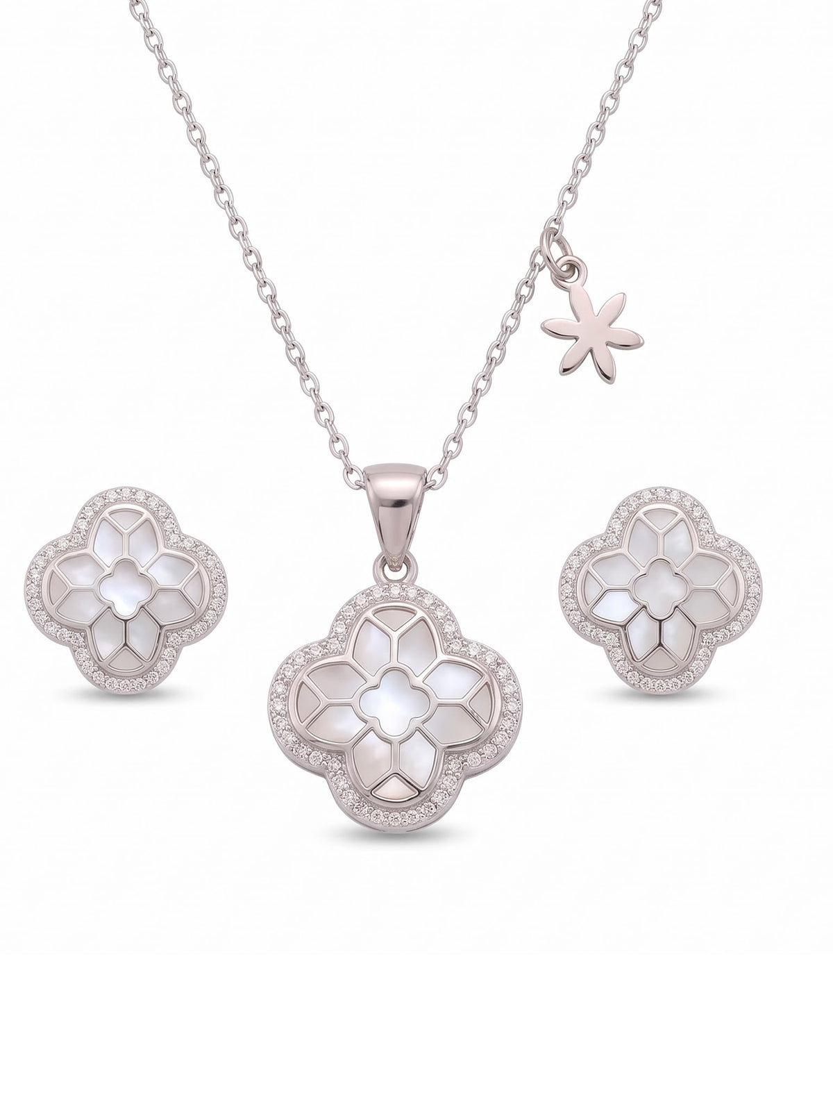 The Flora Luxe Mother-of-Pearl & CZ Jewelry Set