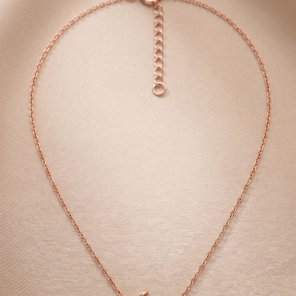 Roseate Shimmering Crescent & Heart Pendant Necklace