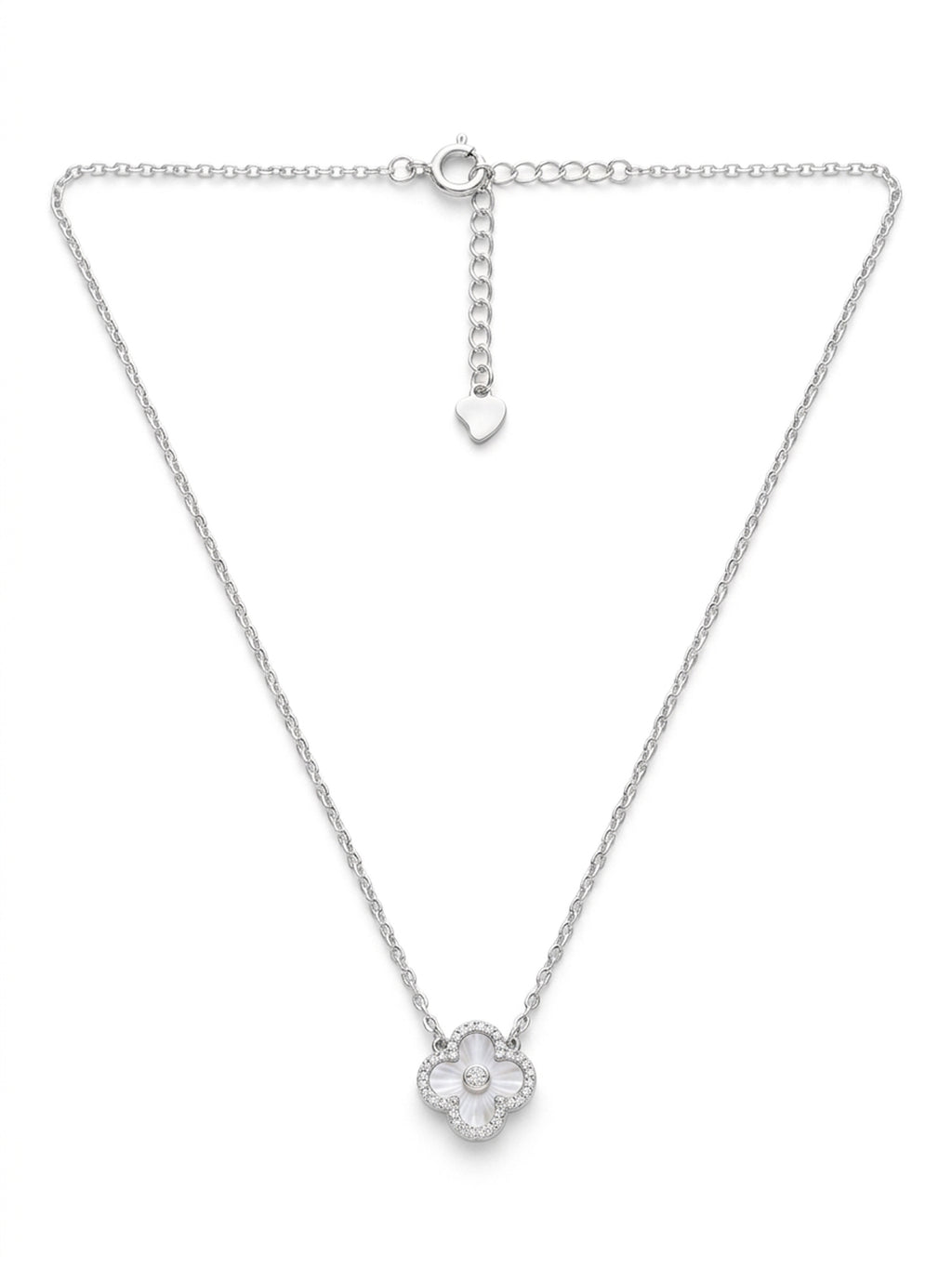 Silver Shimmering Clover Pendant Necklace