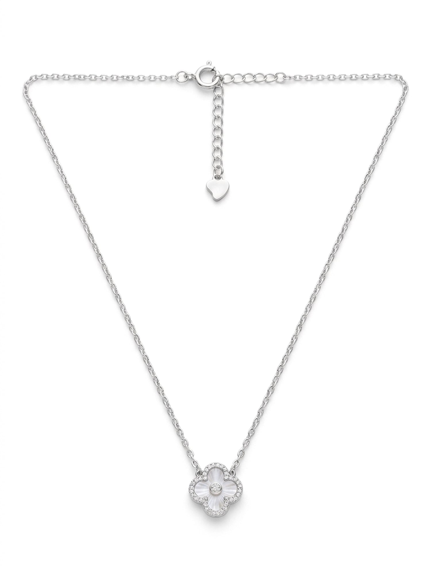 Silver Shimmering Clover Pendant Necklace
