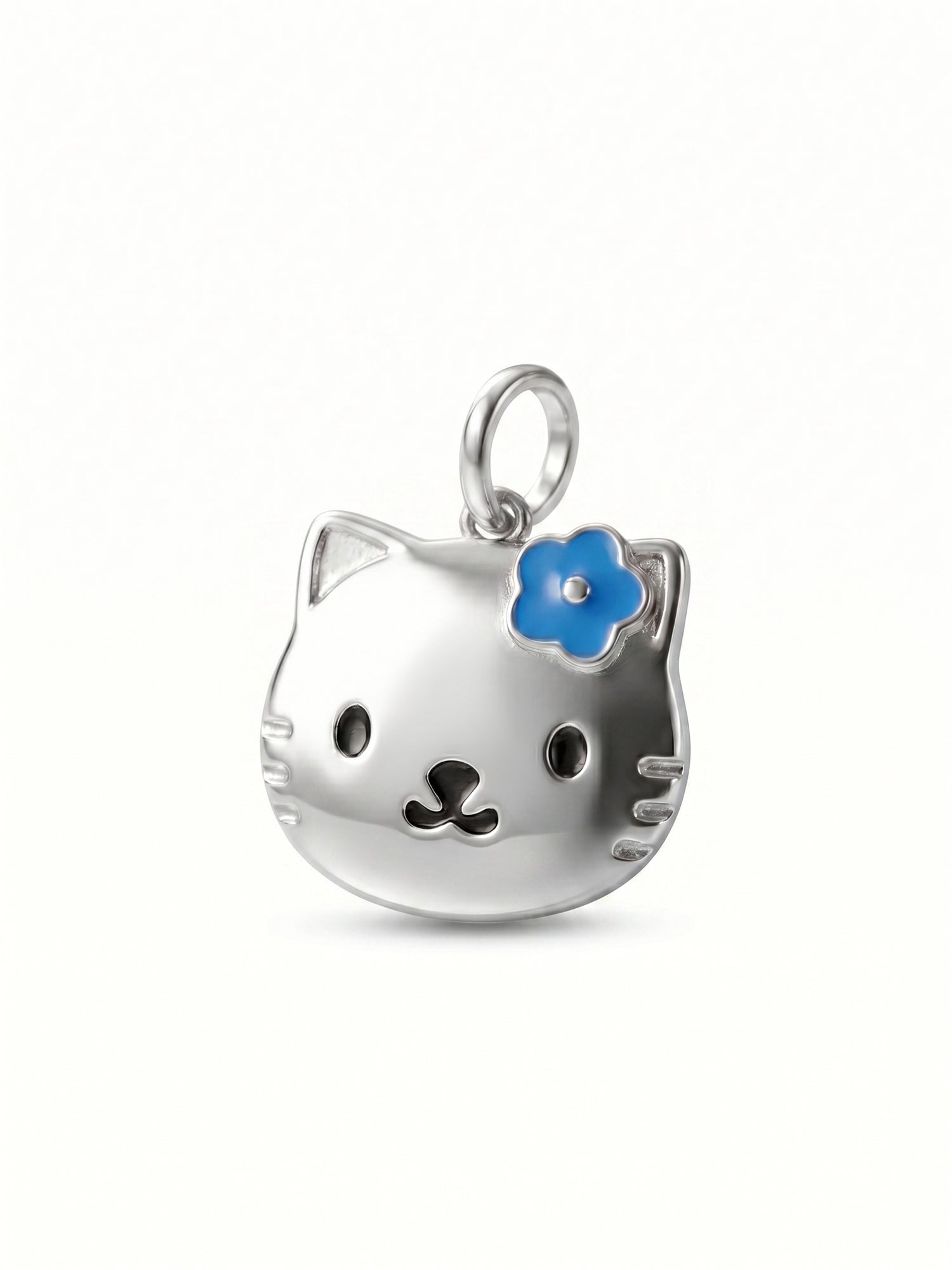 Kids Blue Flower Kitty Face Pendant