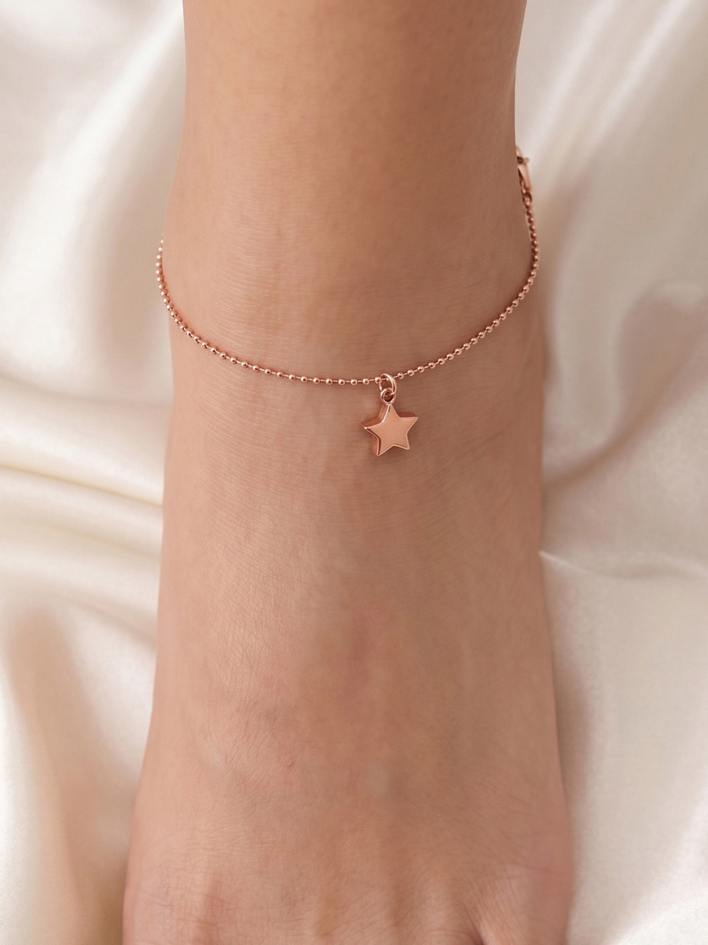 Roseate Celestial Star Charm Bead Anklet