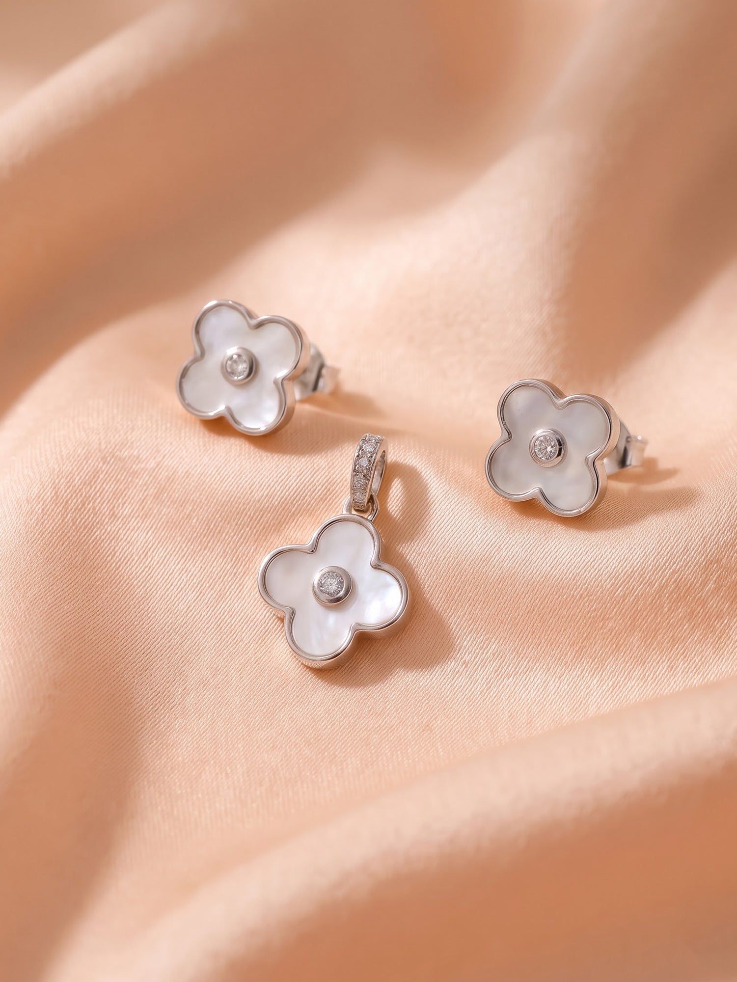 Serenade Mother-of-Pearl Clover Pendant & Stud Set