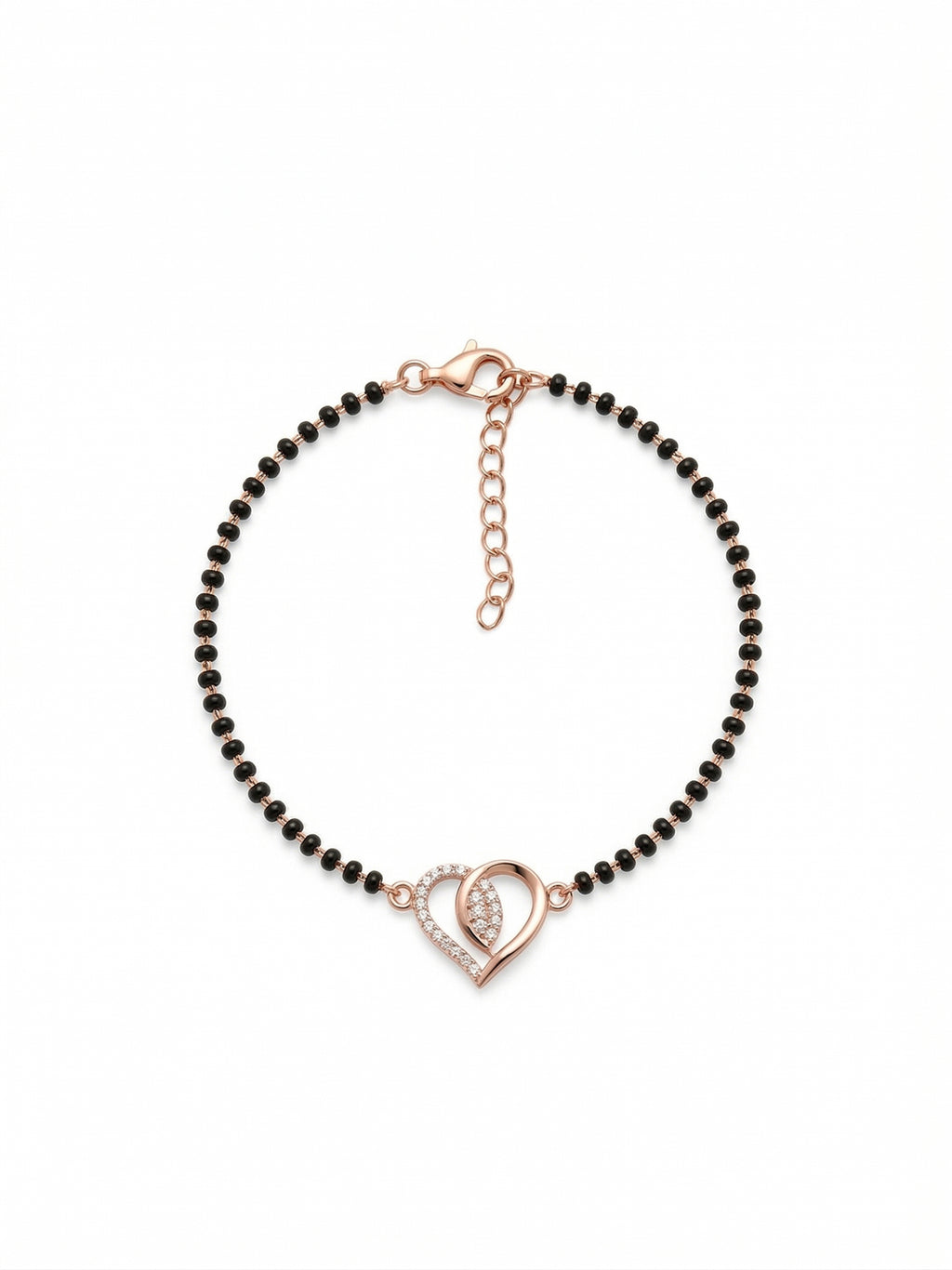 Roseate Shimmering Double-Heart Noir Nazariya Bracelet