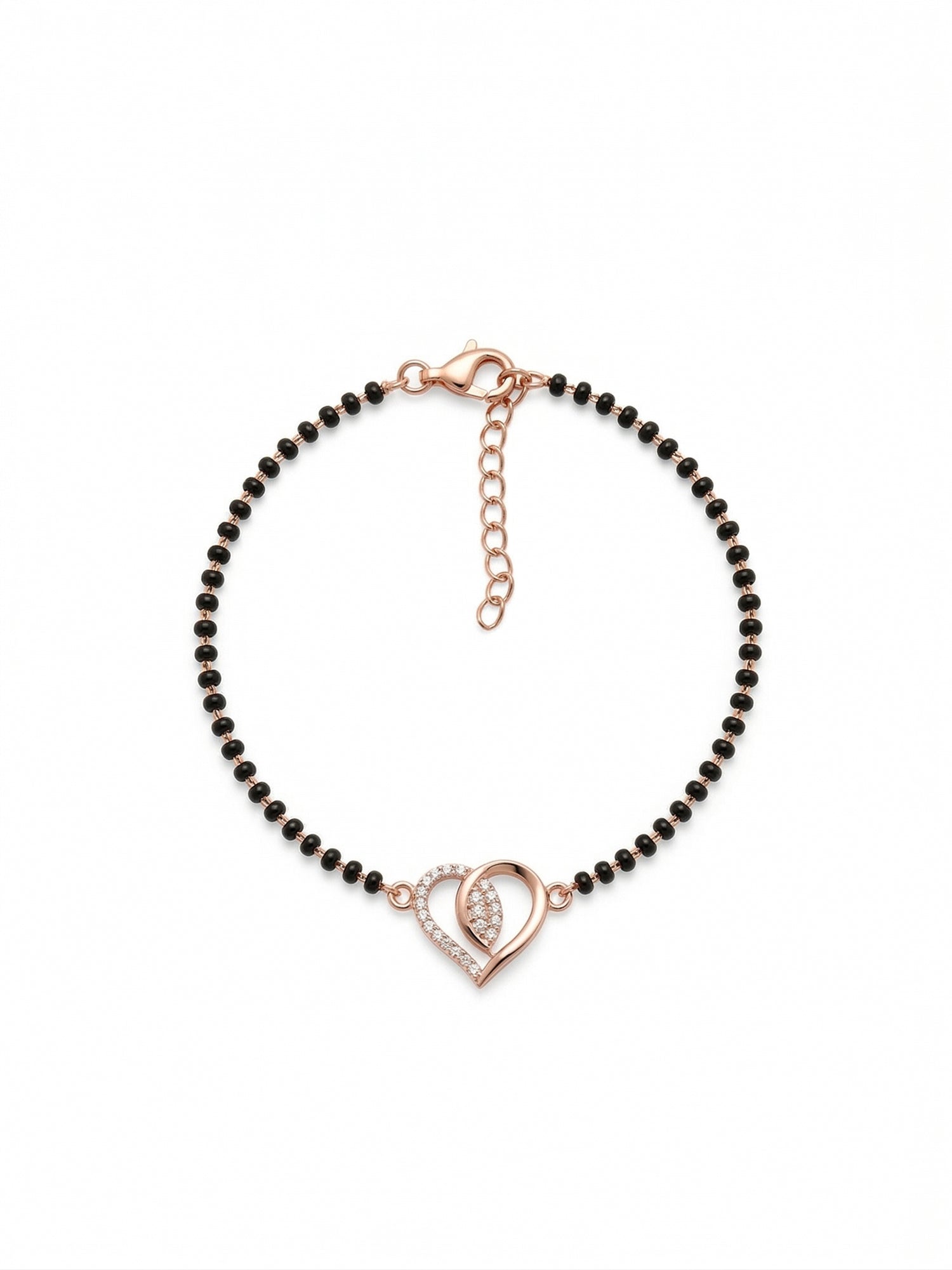 Roseate Shimmering Double-Heart Noir Nazariya Bracelet