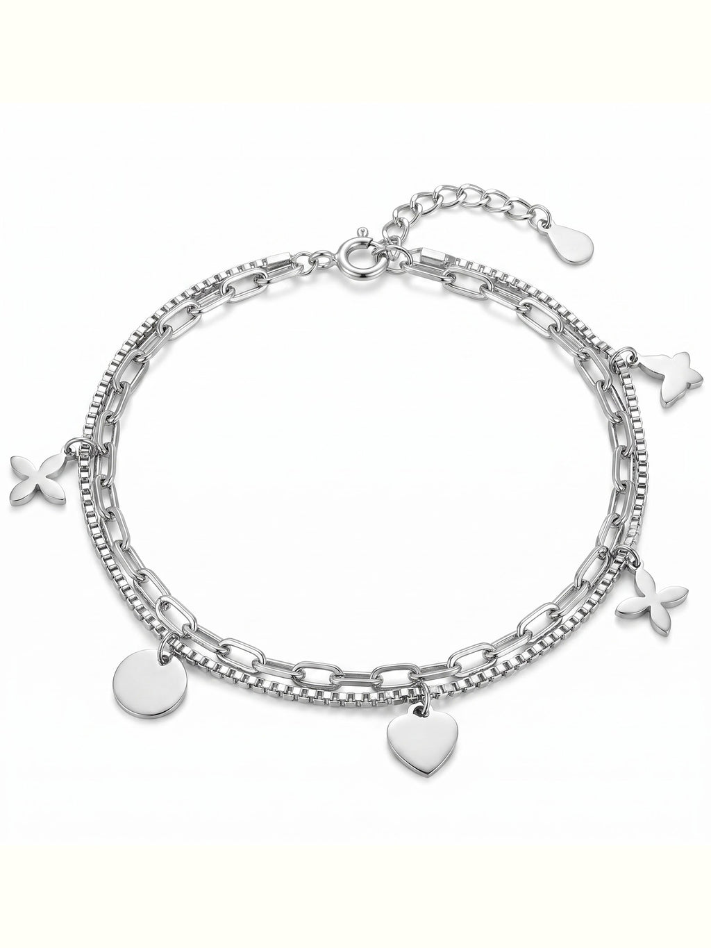 Celestial Charm Double-Layer Silver Anklet