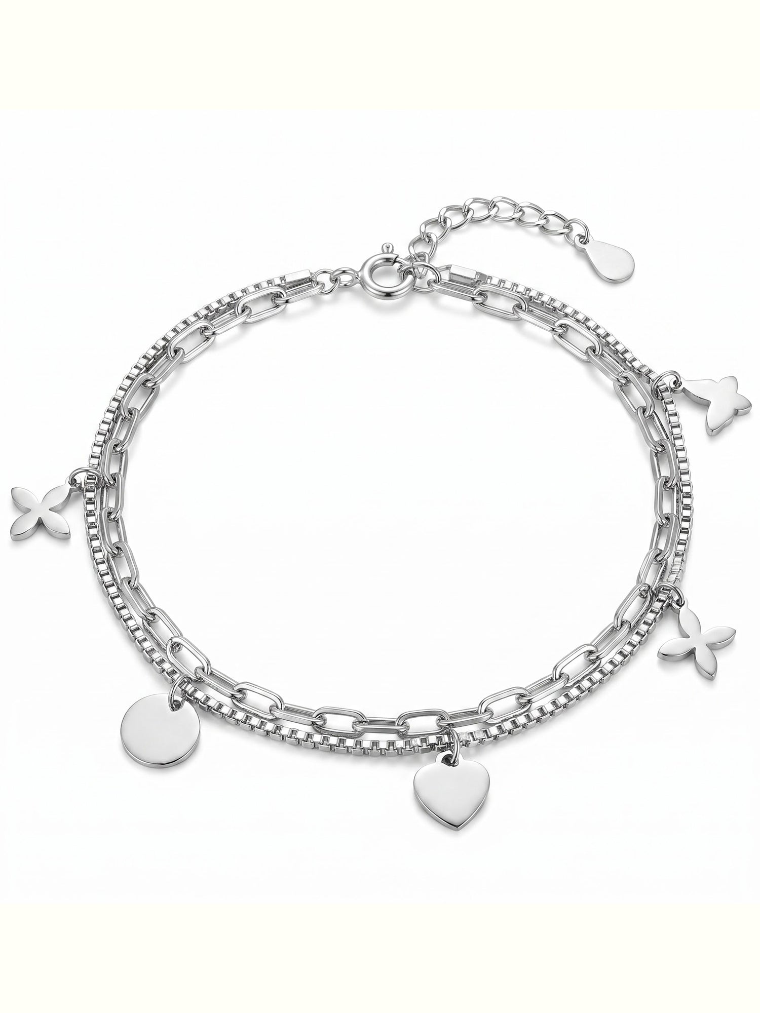 Celestial Charm Double-Layer Silver Anklet