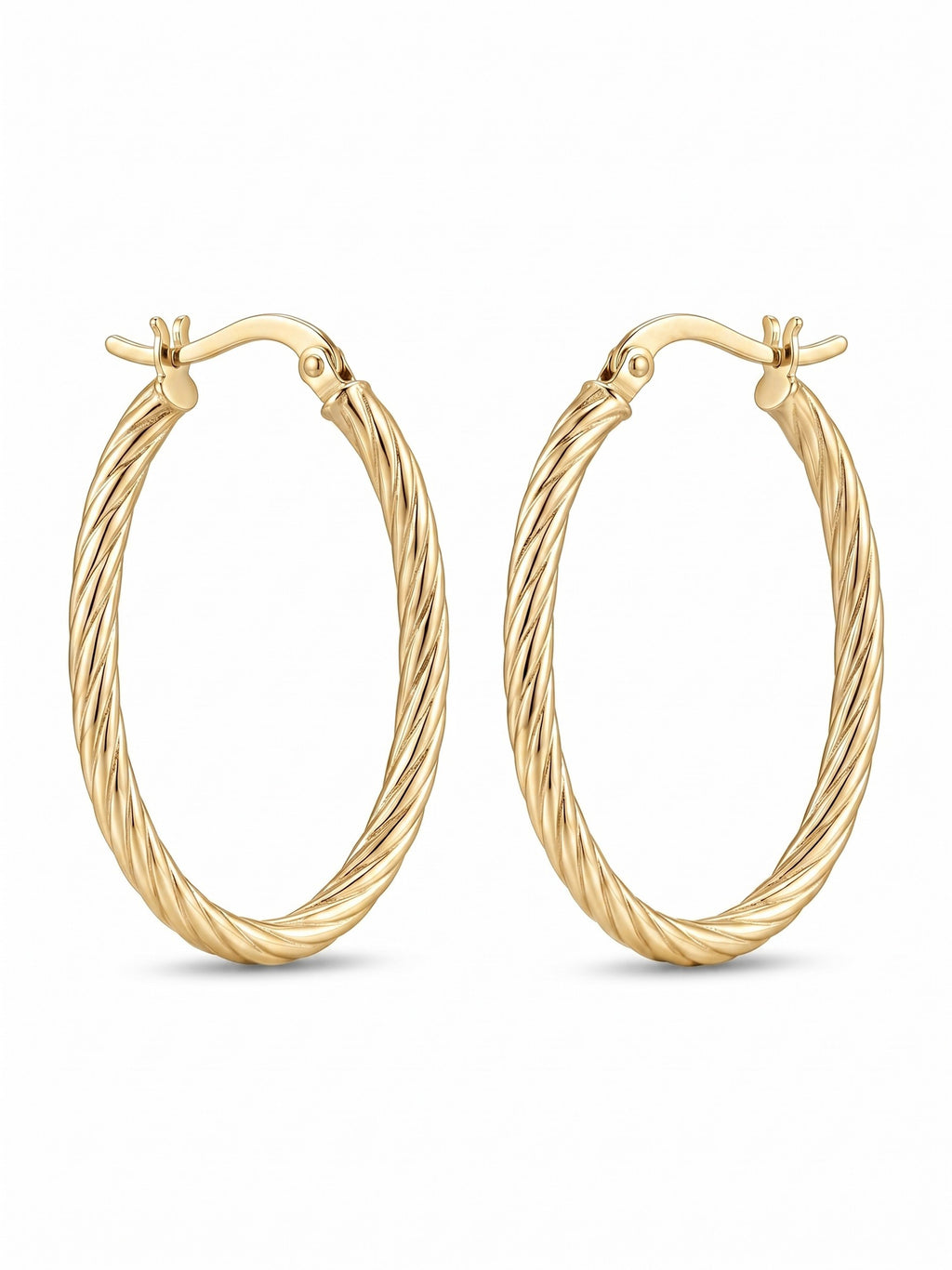 Gilded Elliptical Spiral Hoops