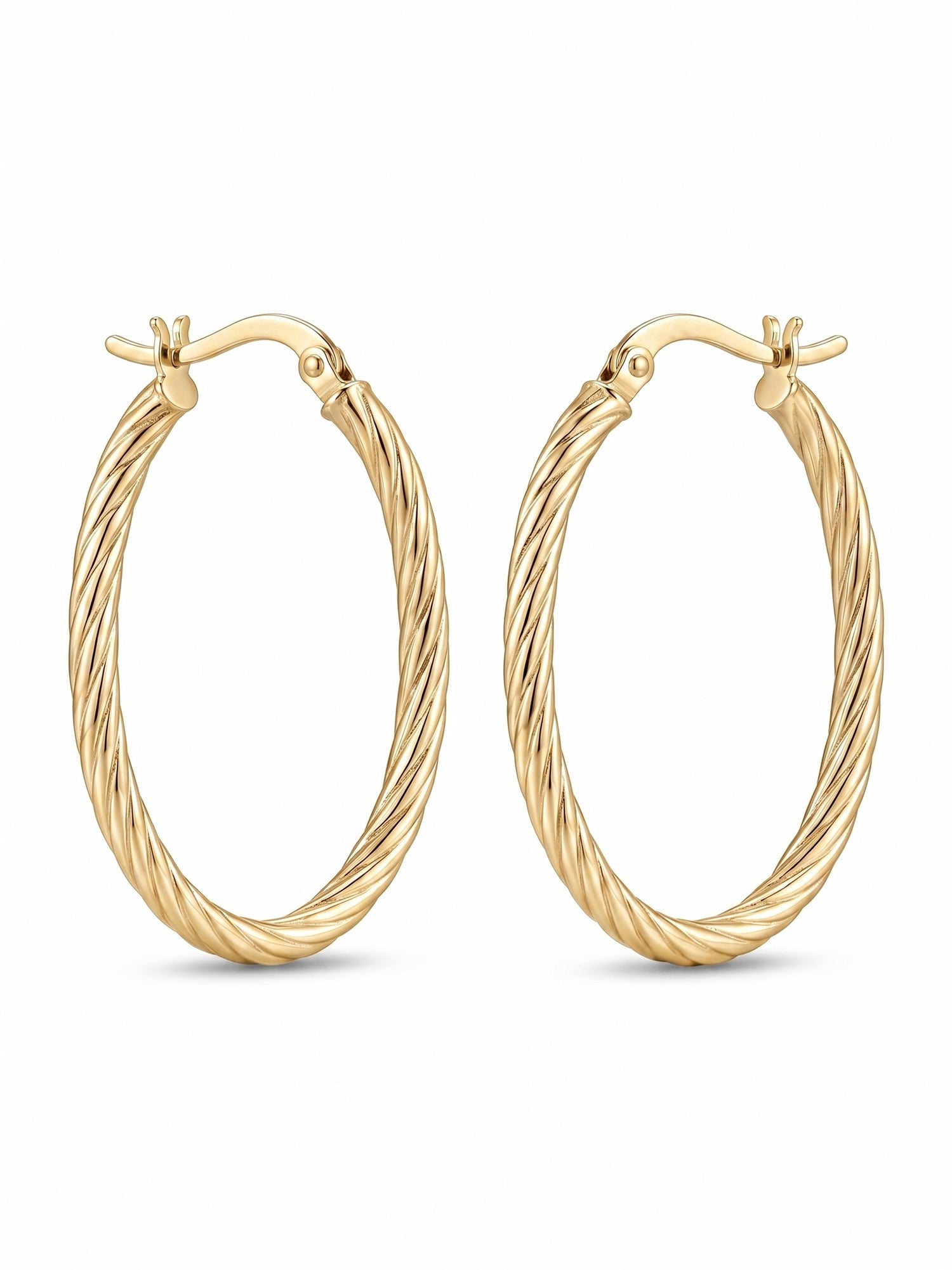 Gilded Elliptical Spiral Hoops