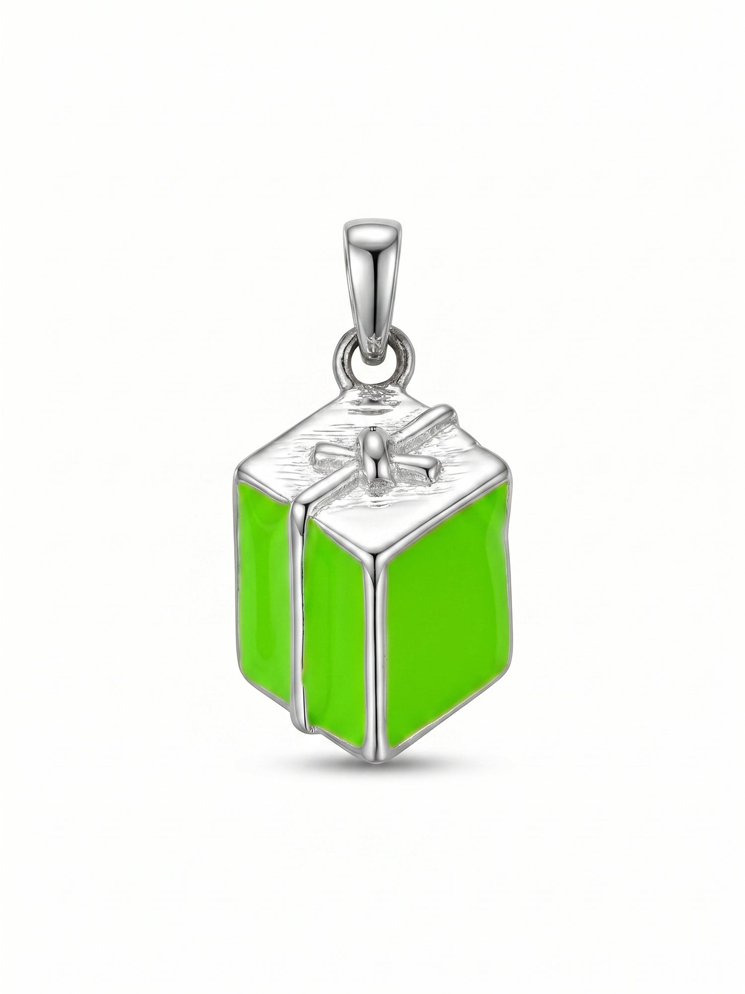Kids Festive Lime Green Gift Box Pendant