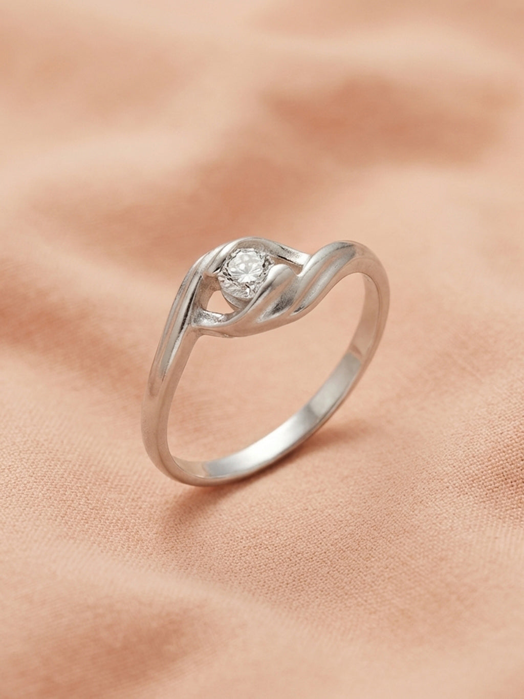 Fluid Ribbon Solitaire Ring